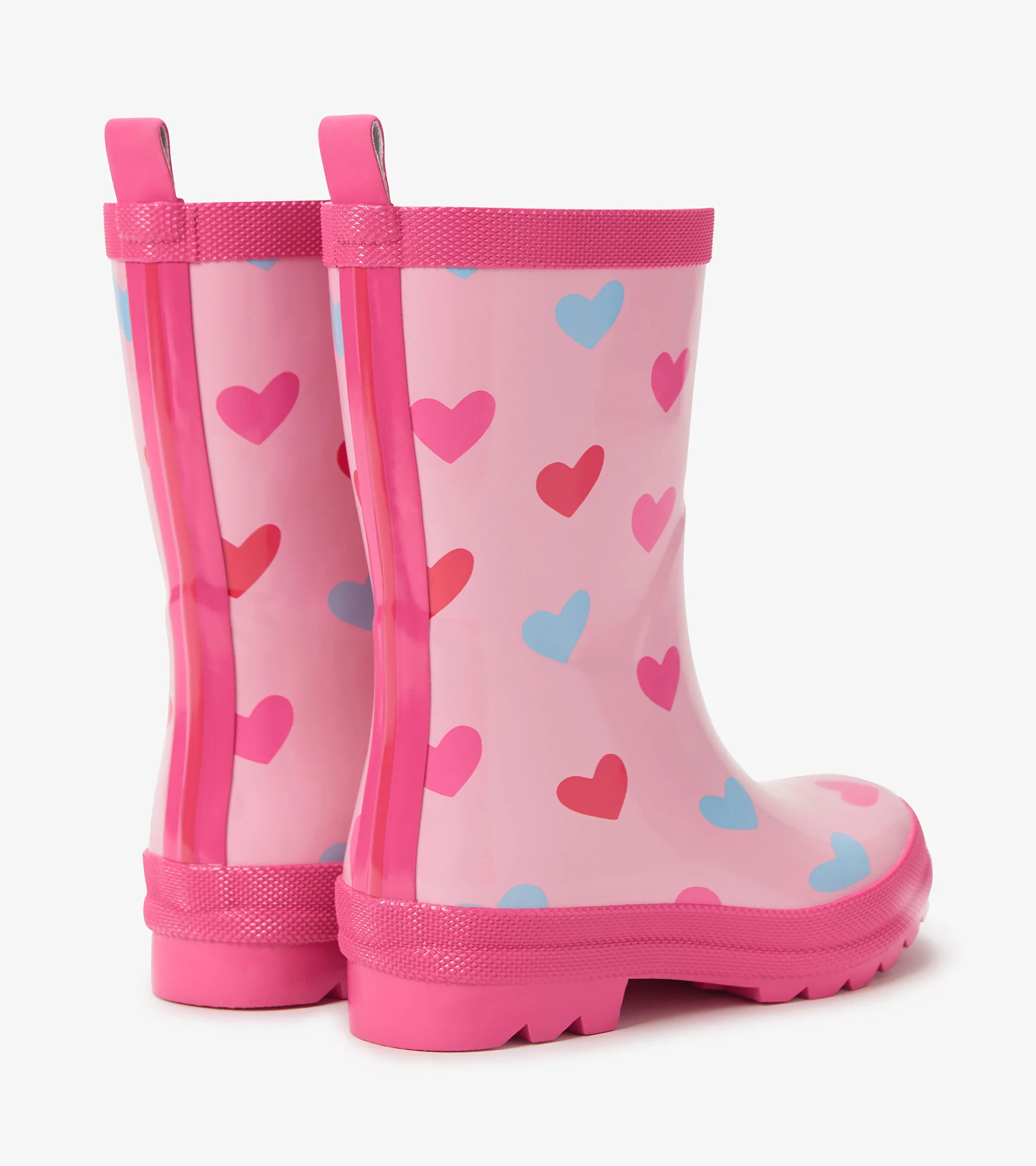 Girls Pink Hearts Shiny Rain Boot - Image 2