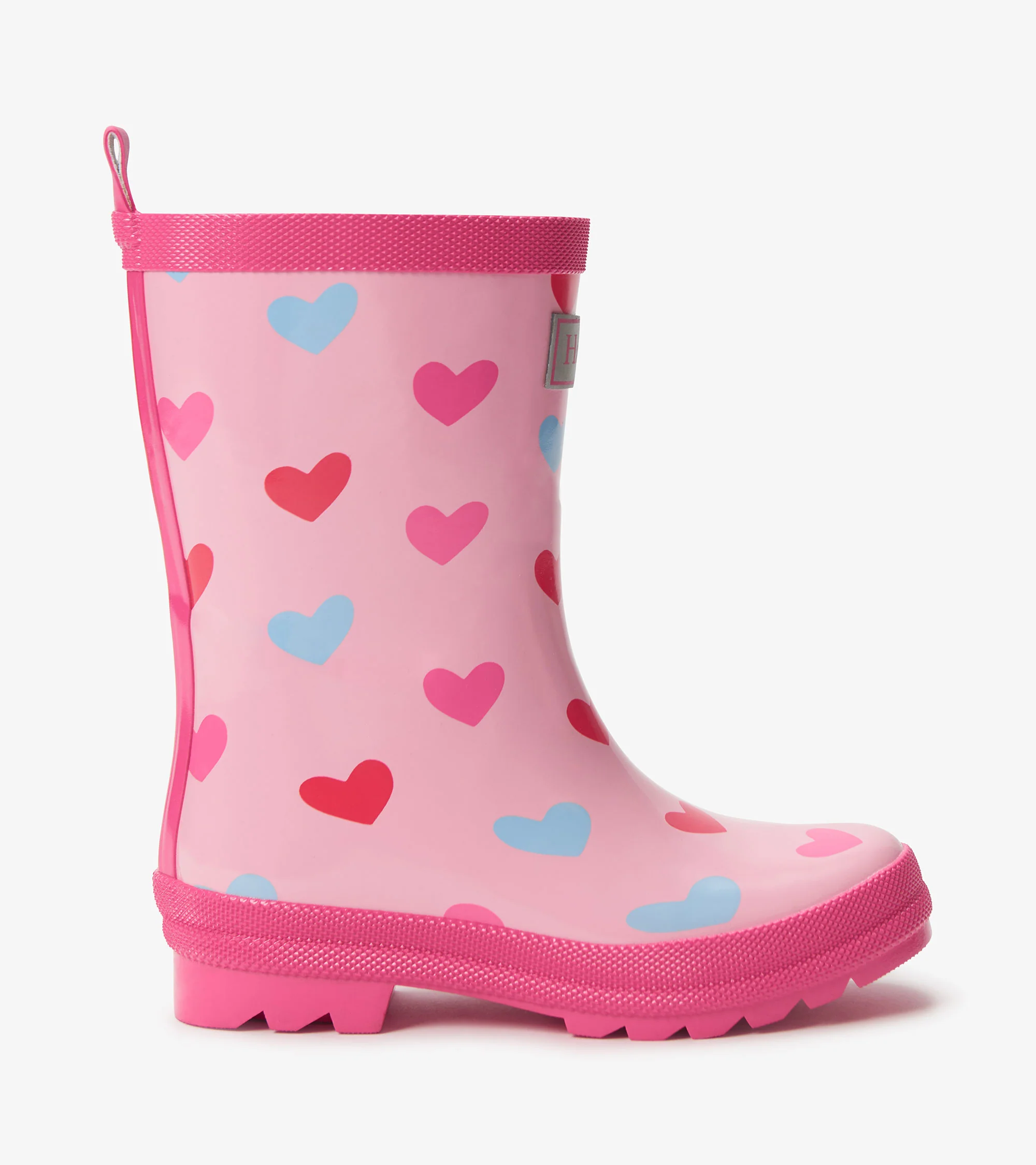 Girls Pink Hearts Shiny Rain Boot - Image 3