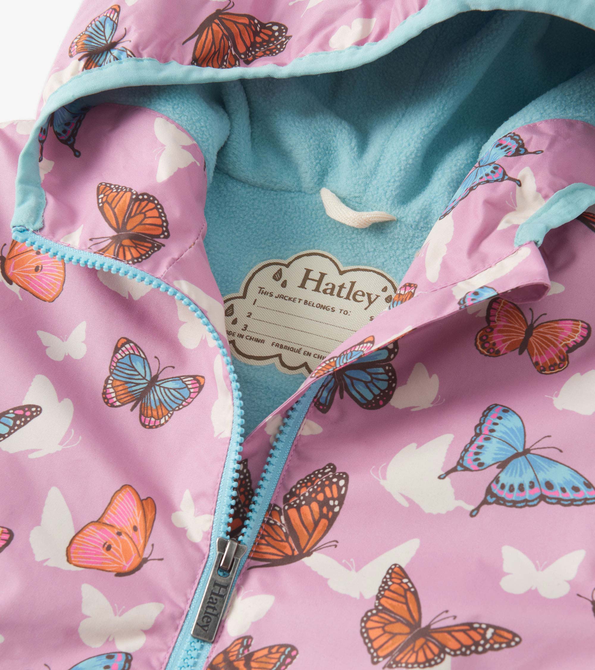 Girls Pop-Out Butterflies Zip-Up Lightweight Raincoat - Image 4