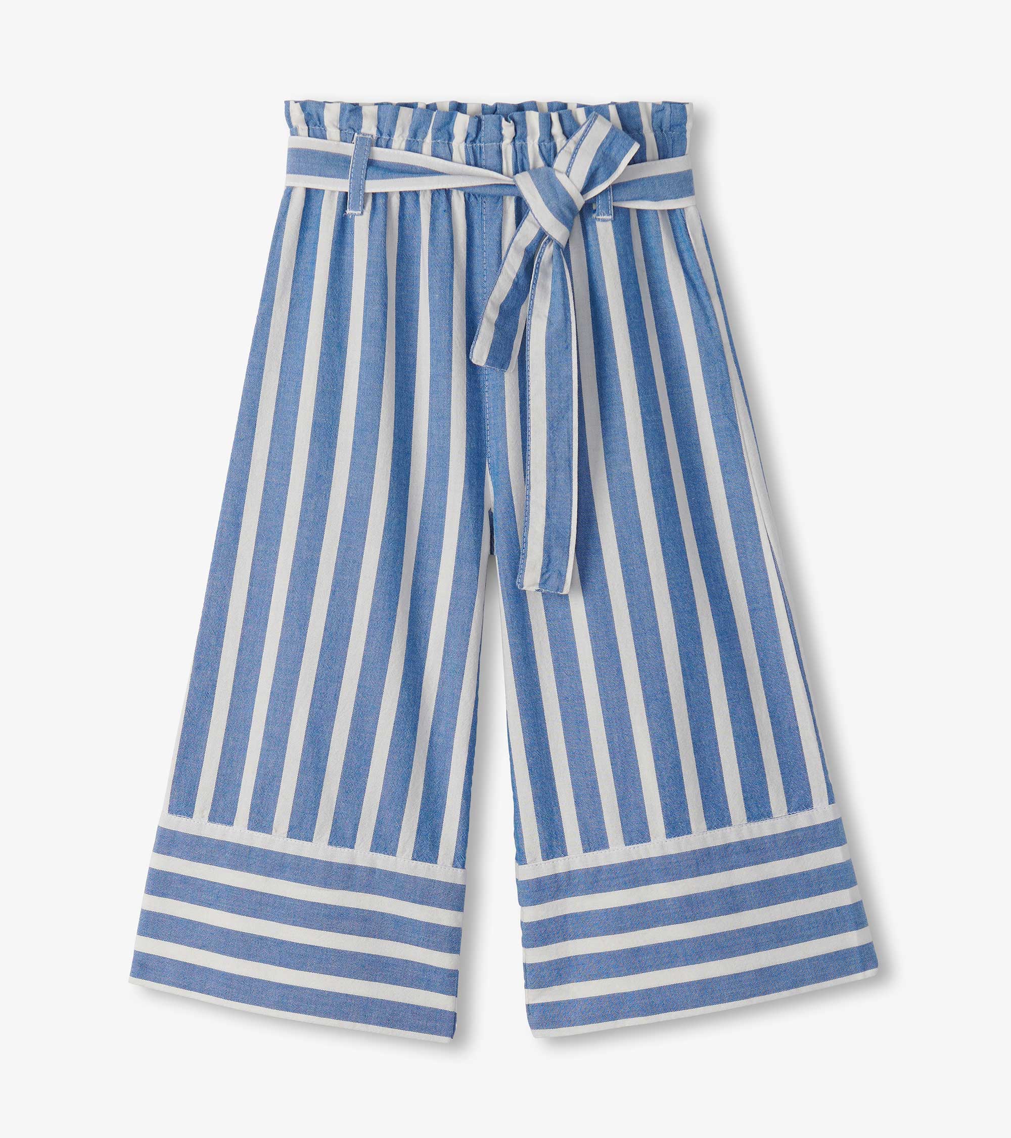 Girls Powder Stripes Cropped Paperbag Pants