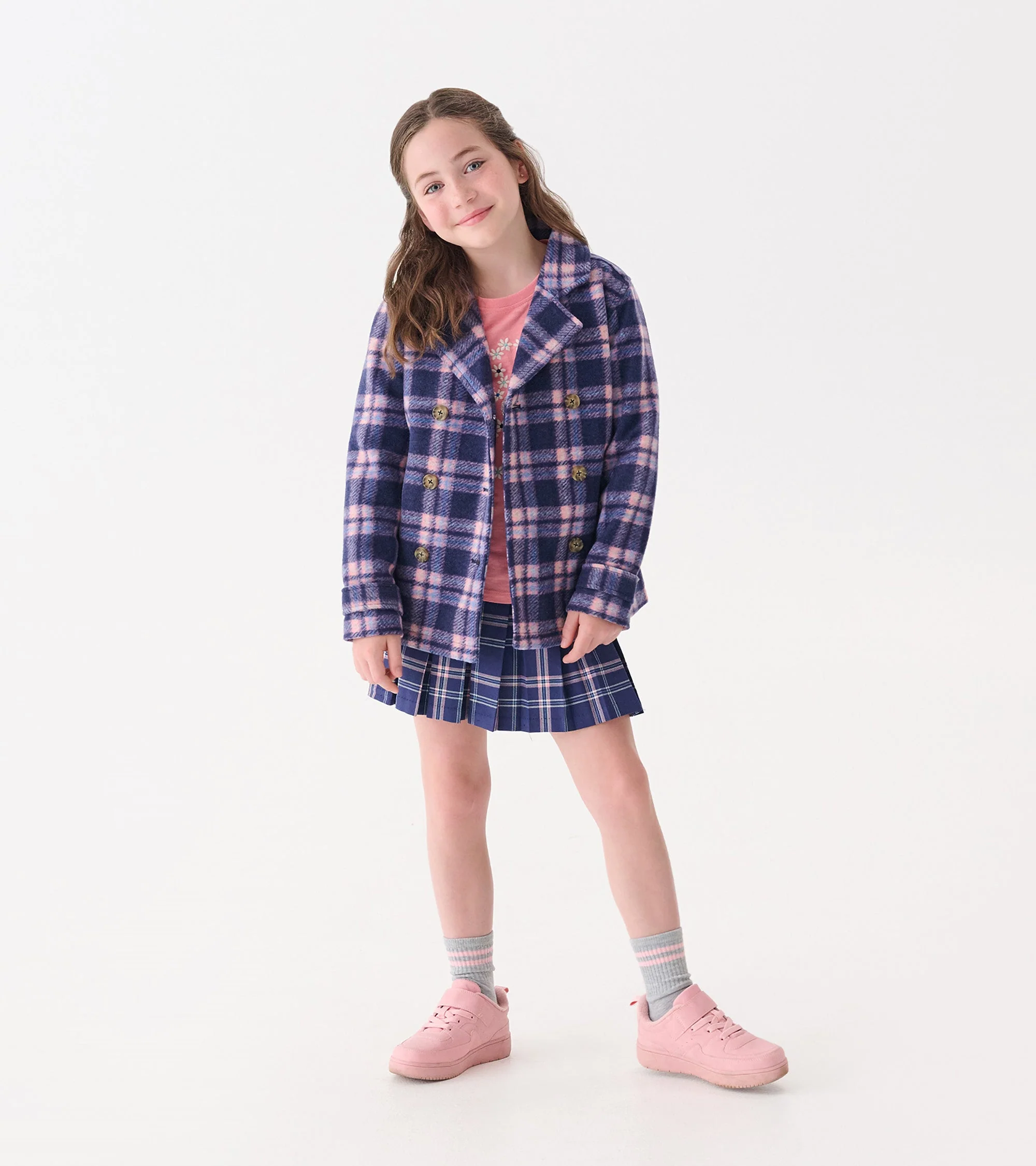 Girls Preppy Plaid Pleated Skirt - Image 3