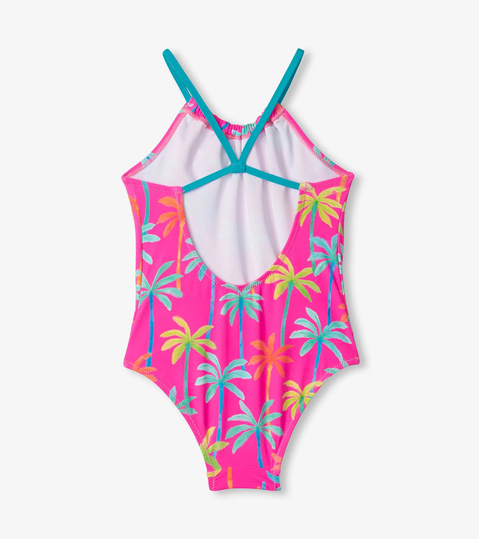 Girls Printed Palms Gather Front Swimsuit - Image 2