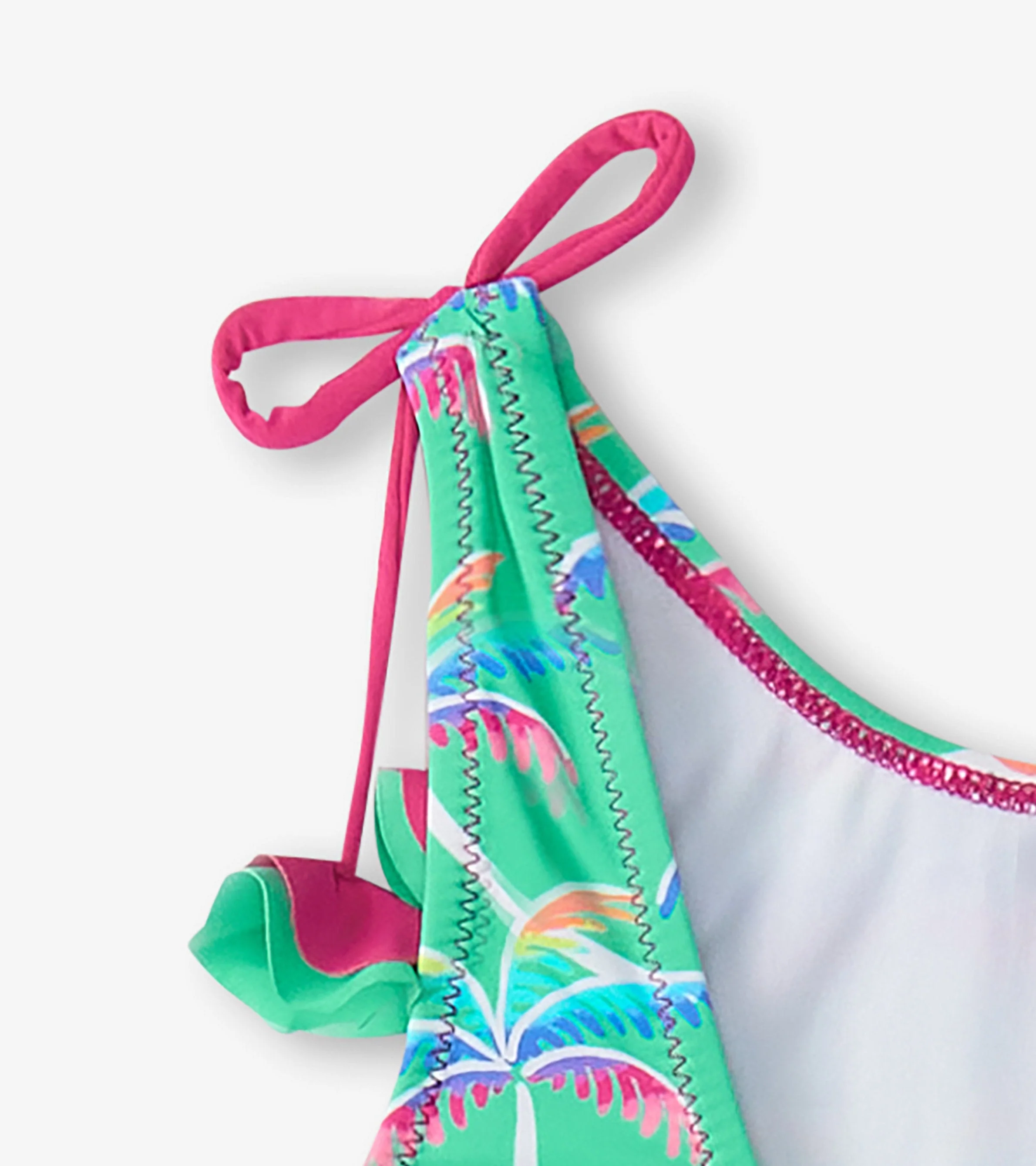 Girls Rainbow Palm Shoulder Shoulder Bow Swimsuit - Image 3