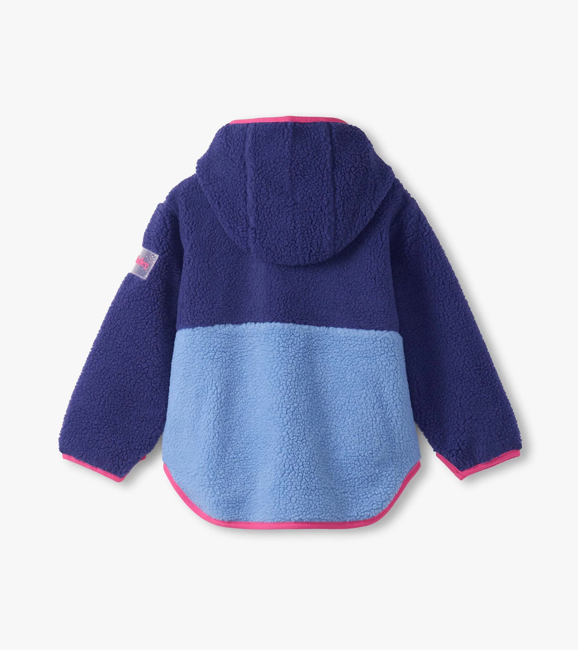 Girls Royal Blue Colourblock Faux Sherpa Jacket - Image 3