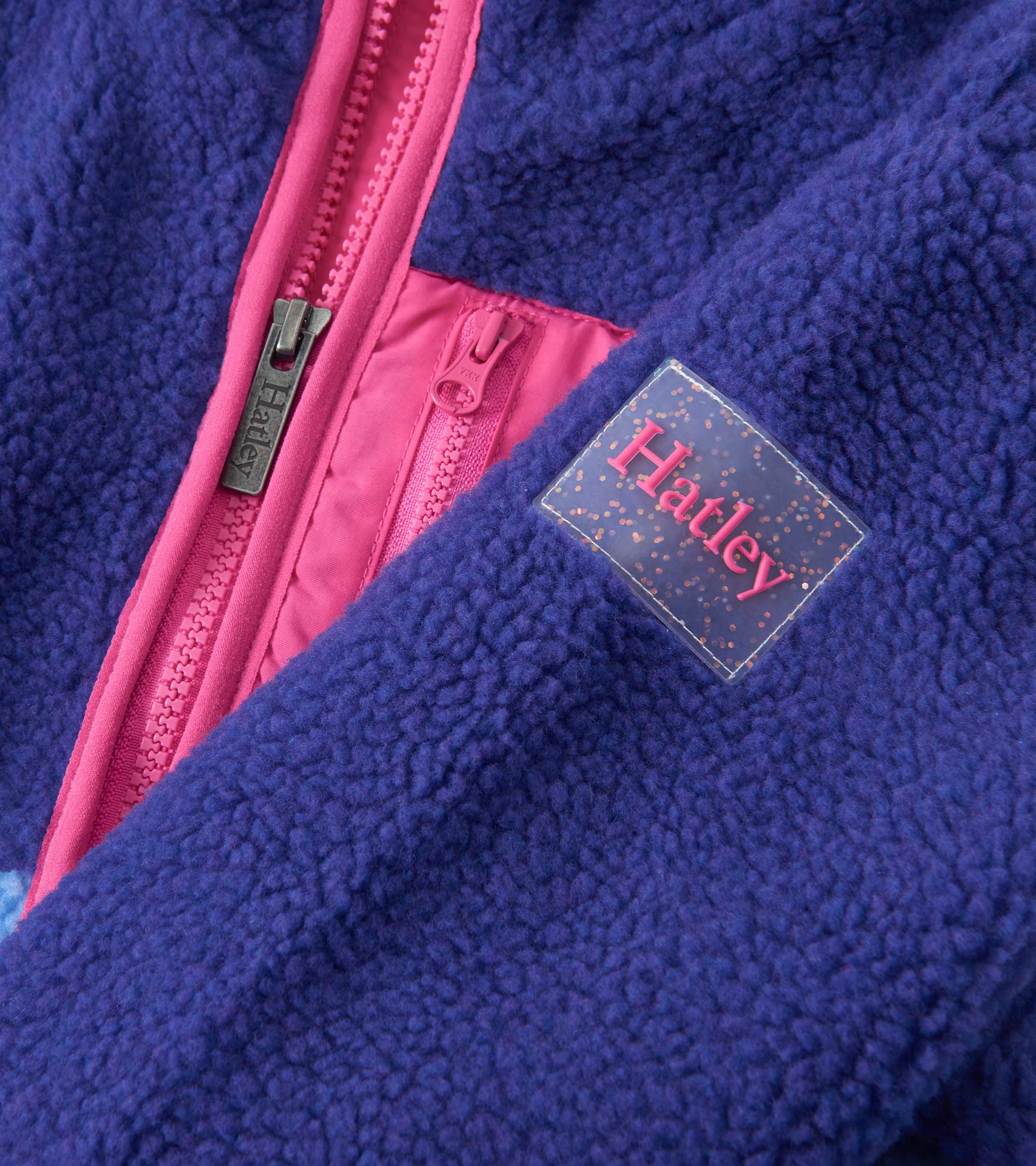 Girls Royal Blue Colourblock Faux Sherpa Jacket - Image 4