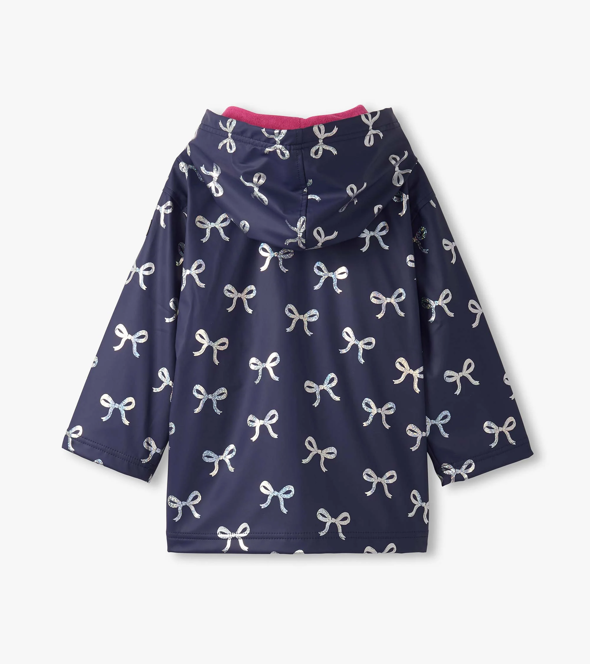 Girls Silver Ribbon Zip-Up Raincoat - Image 3