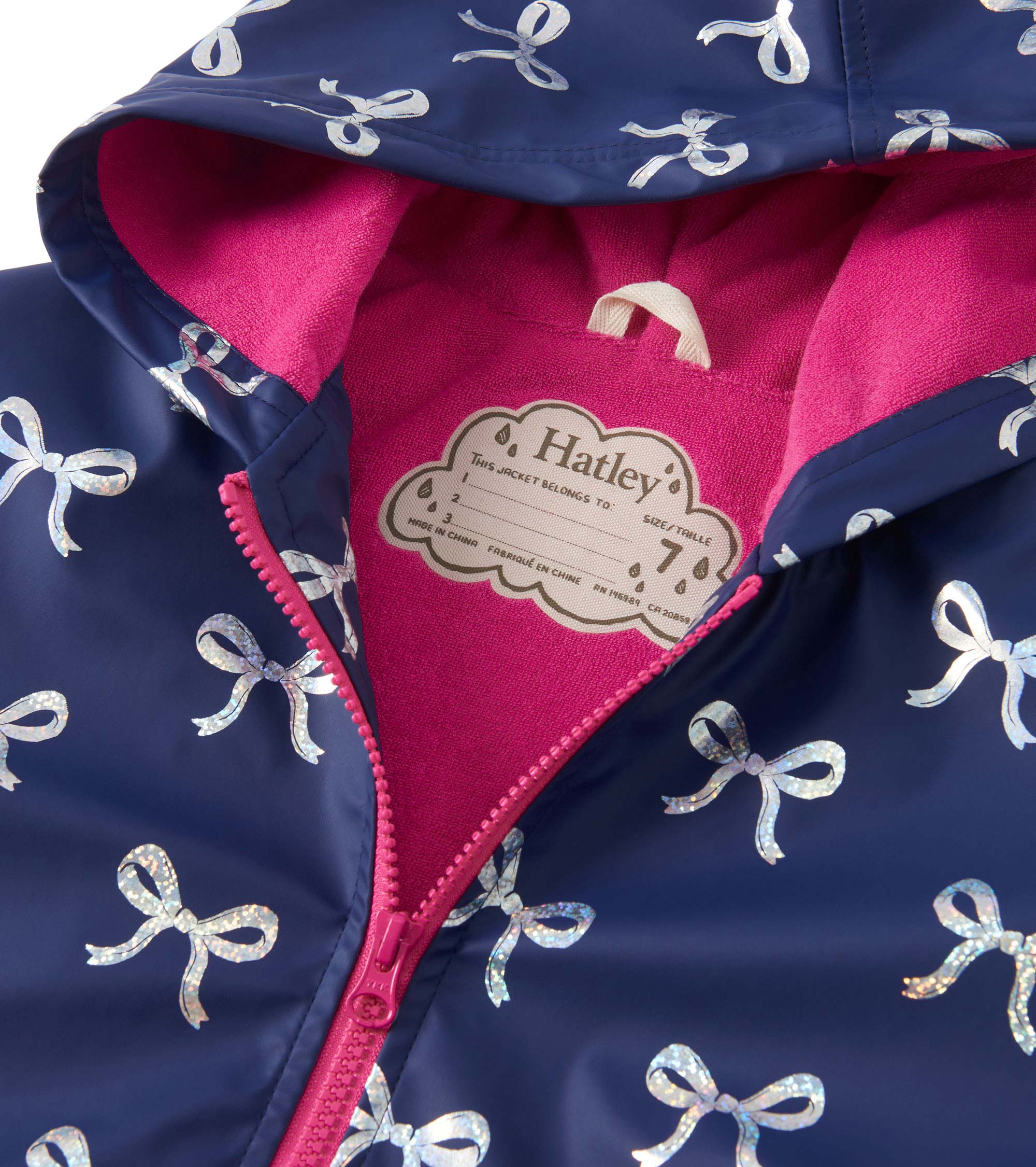 Girls Silver Ribbon Zip-Up Raincoat - Image 4