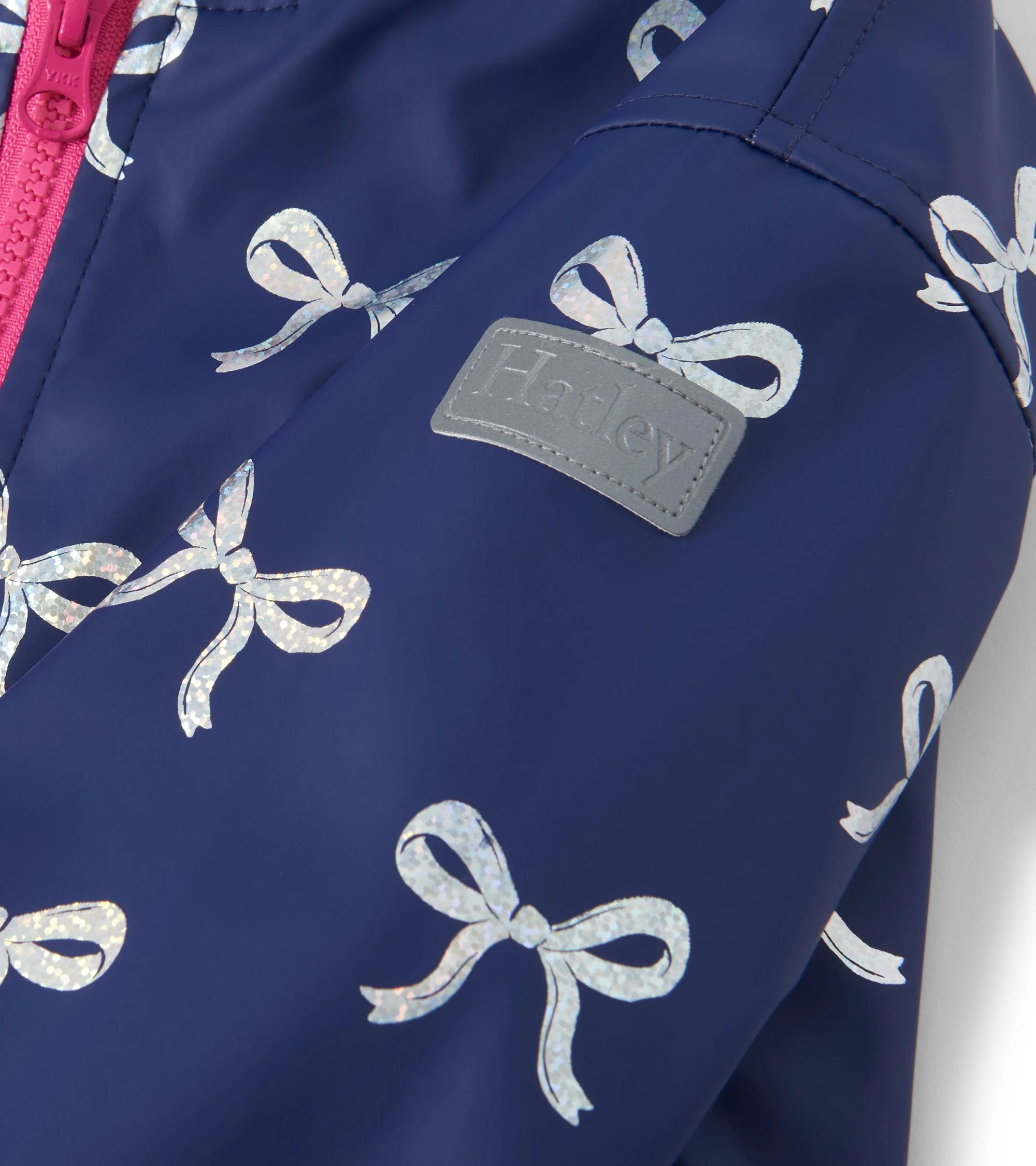 Girls Silver Ribbon Zip-Up Raincoat - Image 5