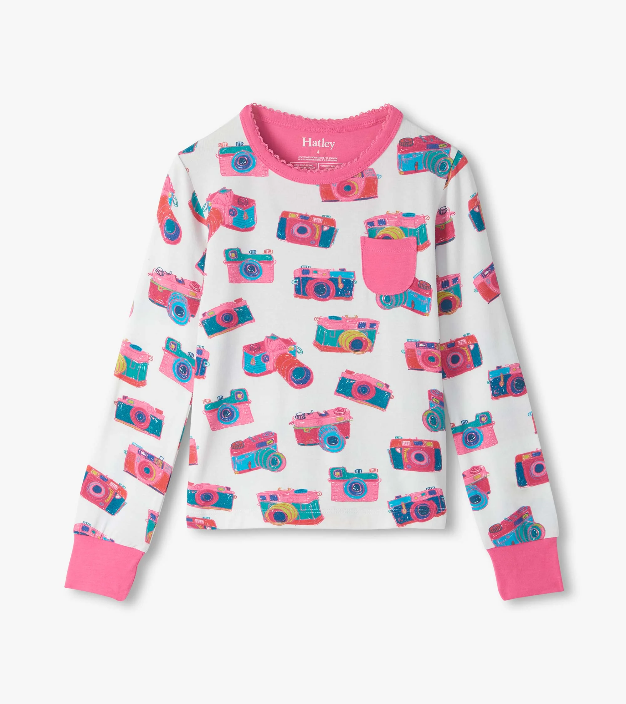 Girls Sketchy Cameras Bamboo Pyjama Set - Image 2