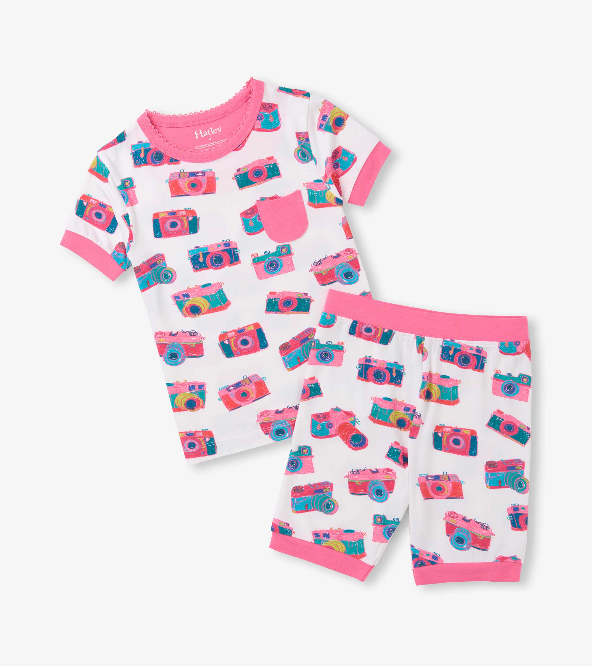 Girls Sketchy Cameras Bamboo Short Pyjama Set - Image 2