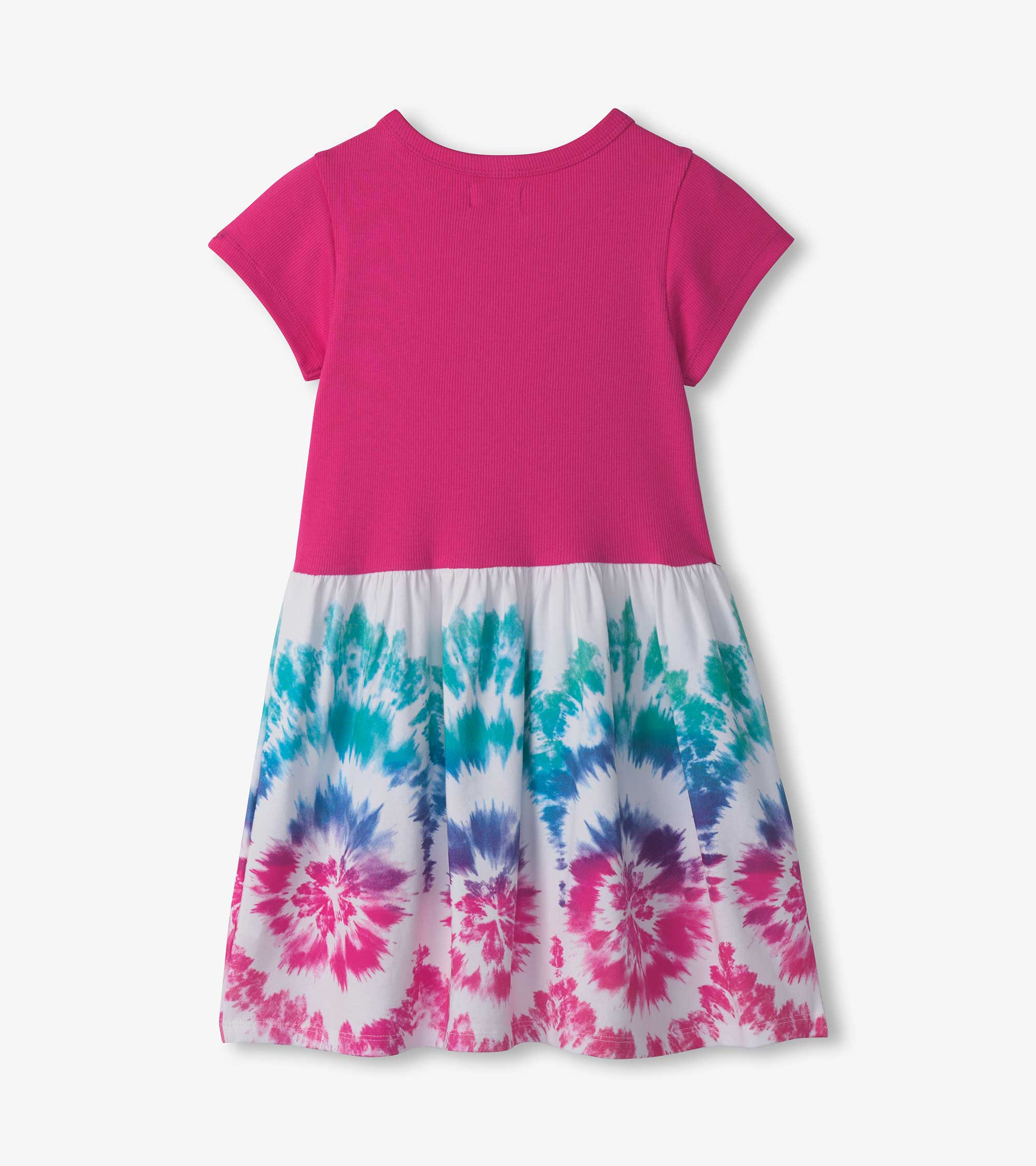 Girls Sunburst Mixed Fabric Dress - Image 3