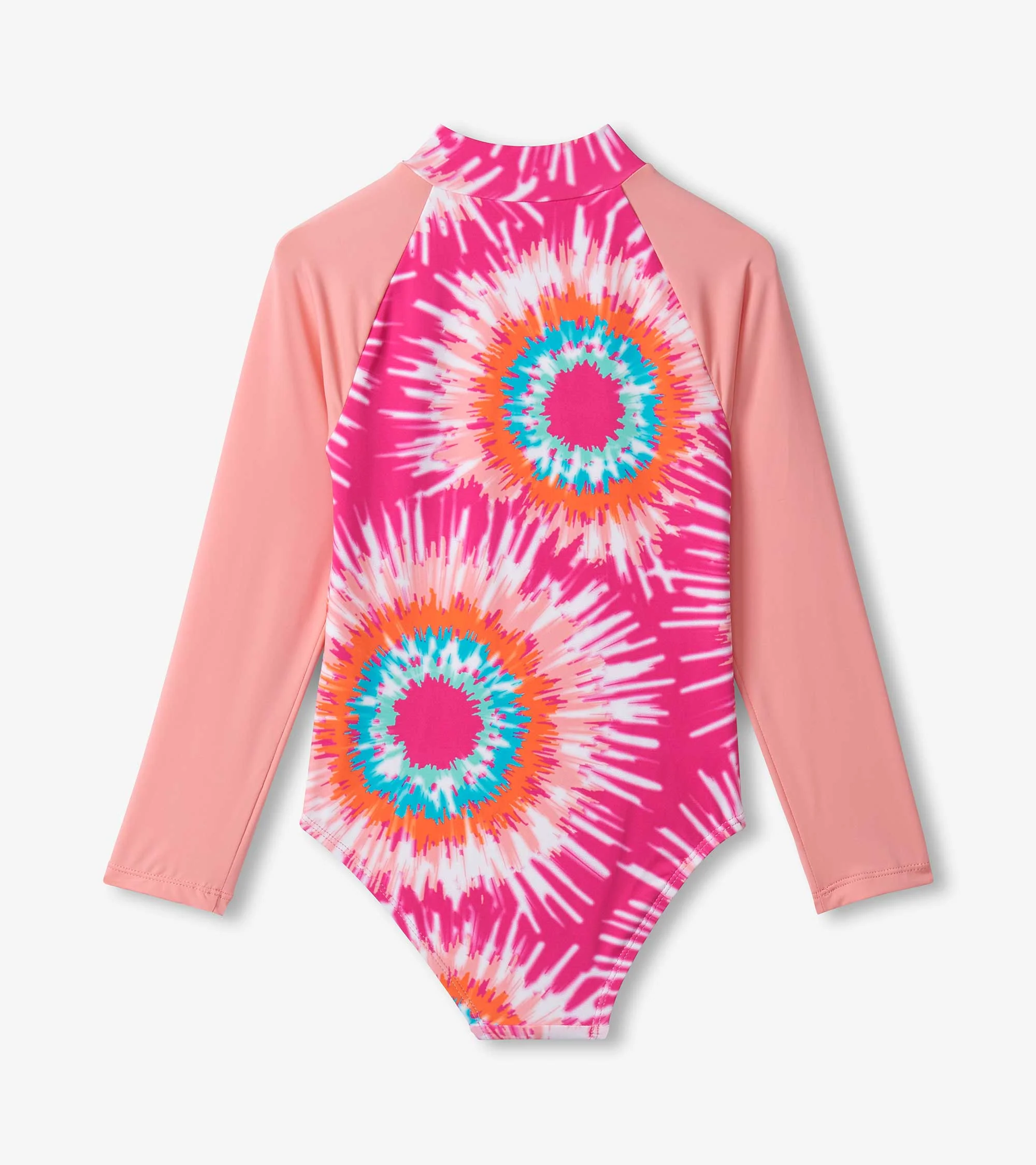 Girls Sunburst Tie Dye Long Sleeve Rashguard Swimsuit - Image 2