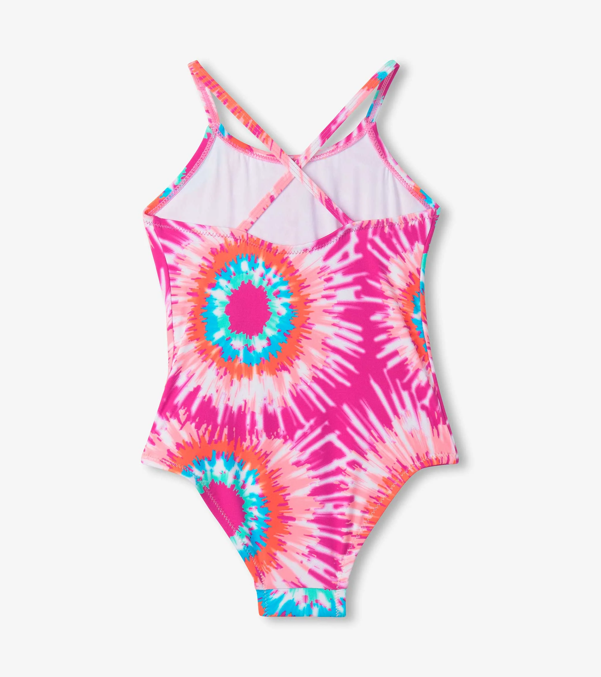 Girls Sunburst Tie Dye Ruched Front Swimsuit - Image 2