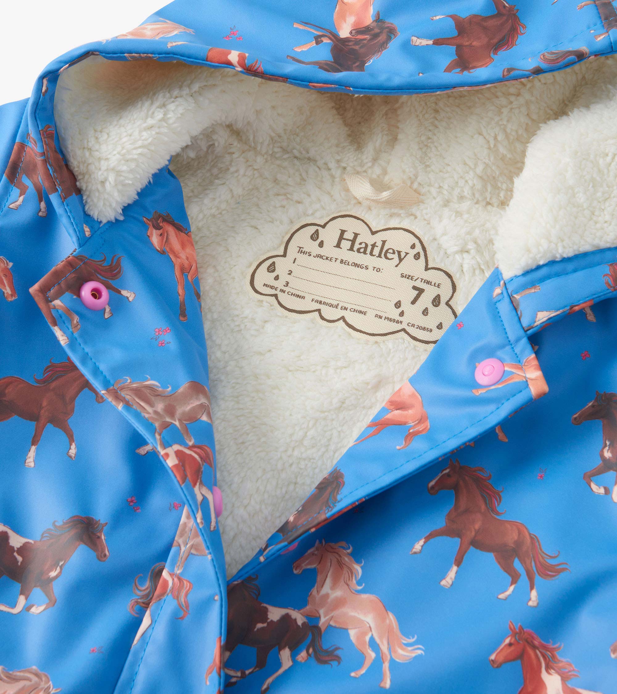 Girls Tinsel Horses Sherpa Lined Button-Up Raincoat - Image 3