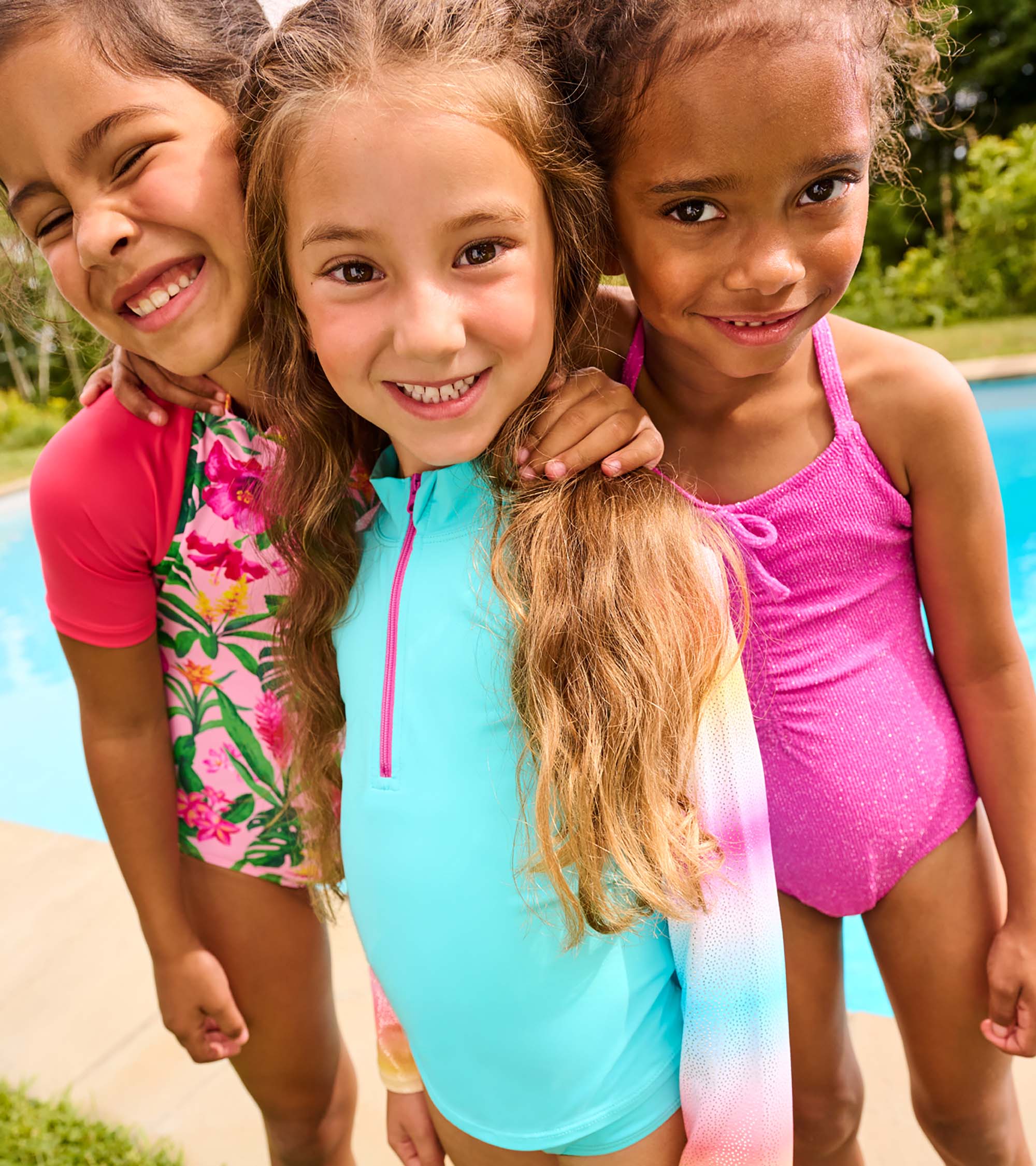 Girls Turquoise Shimmer Long Sleeve Two-Piece Rashguard Swimsuit - Image 5