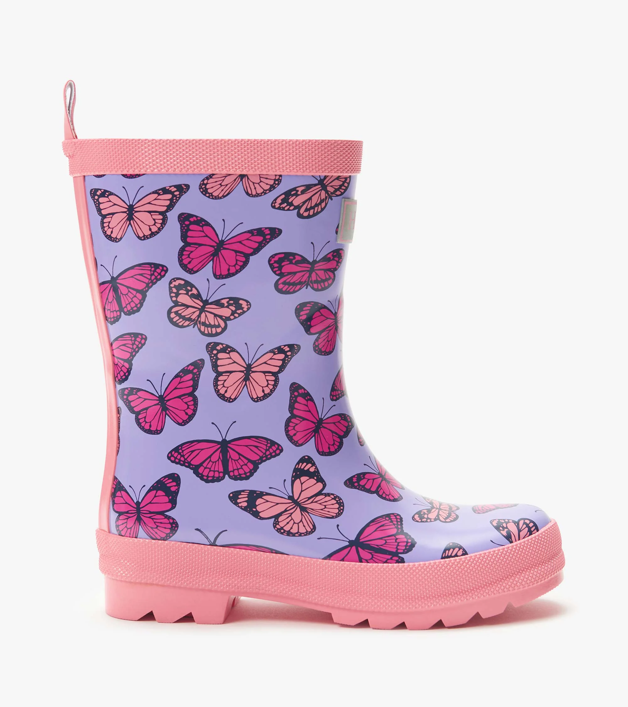 Girls Violet Butterflies Shiny Wellies - Image 3