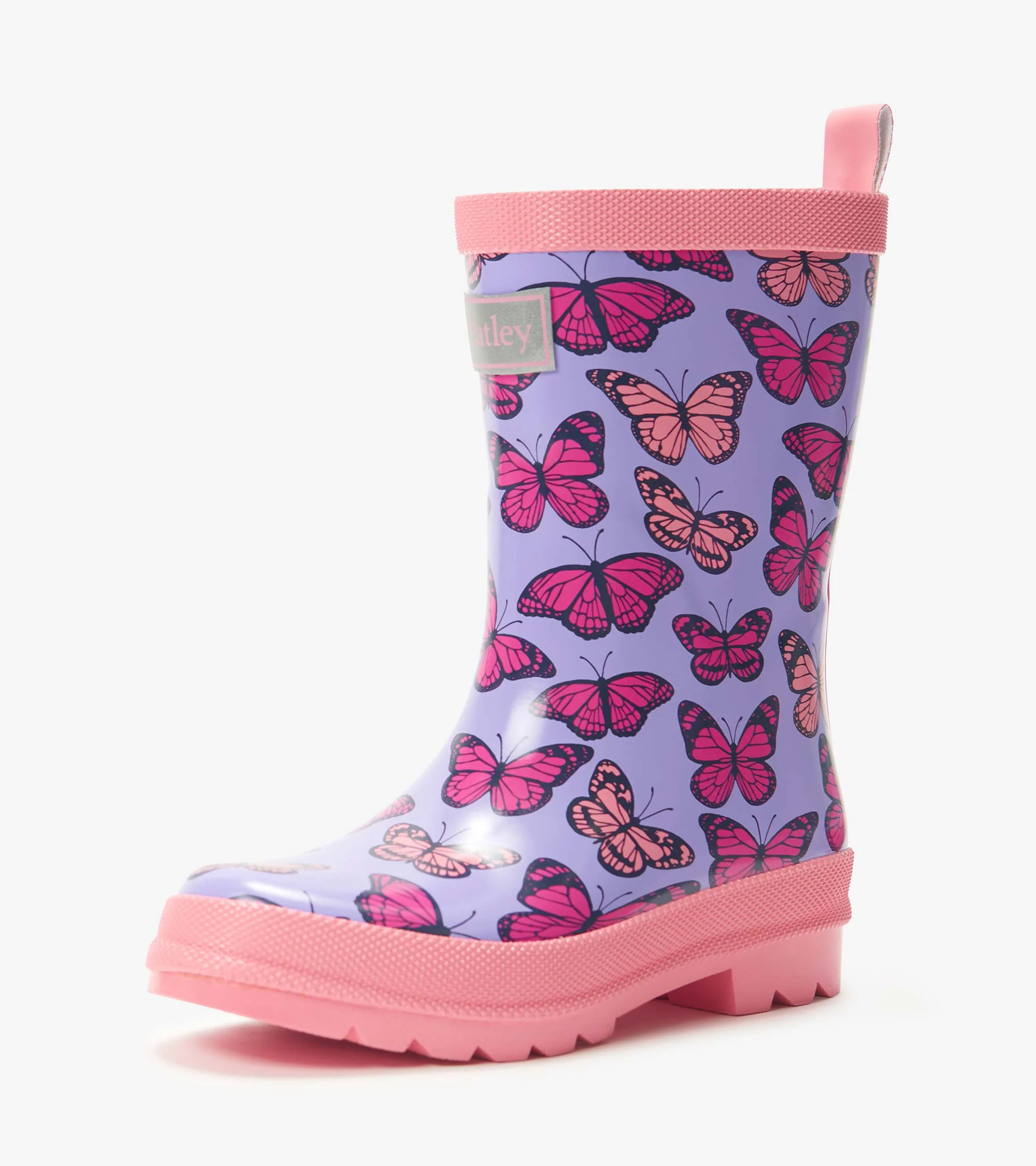 Girls Violet Butterflies Shiny Wellies - Image 7