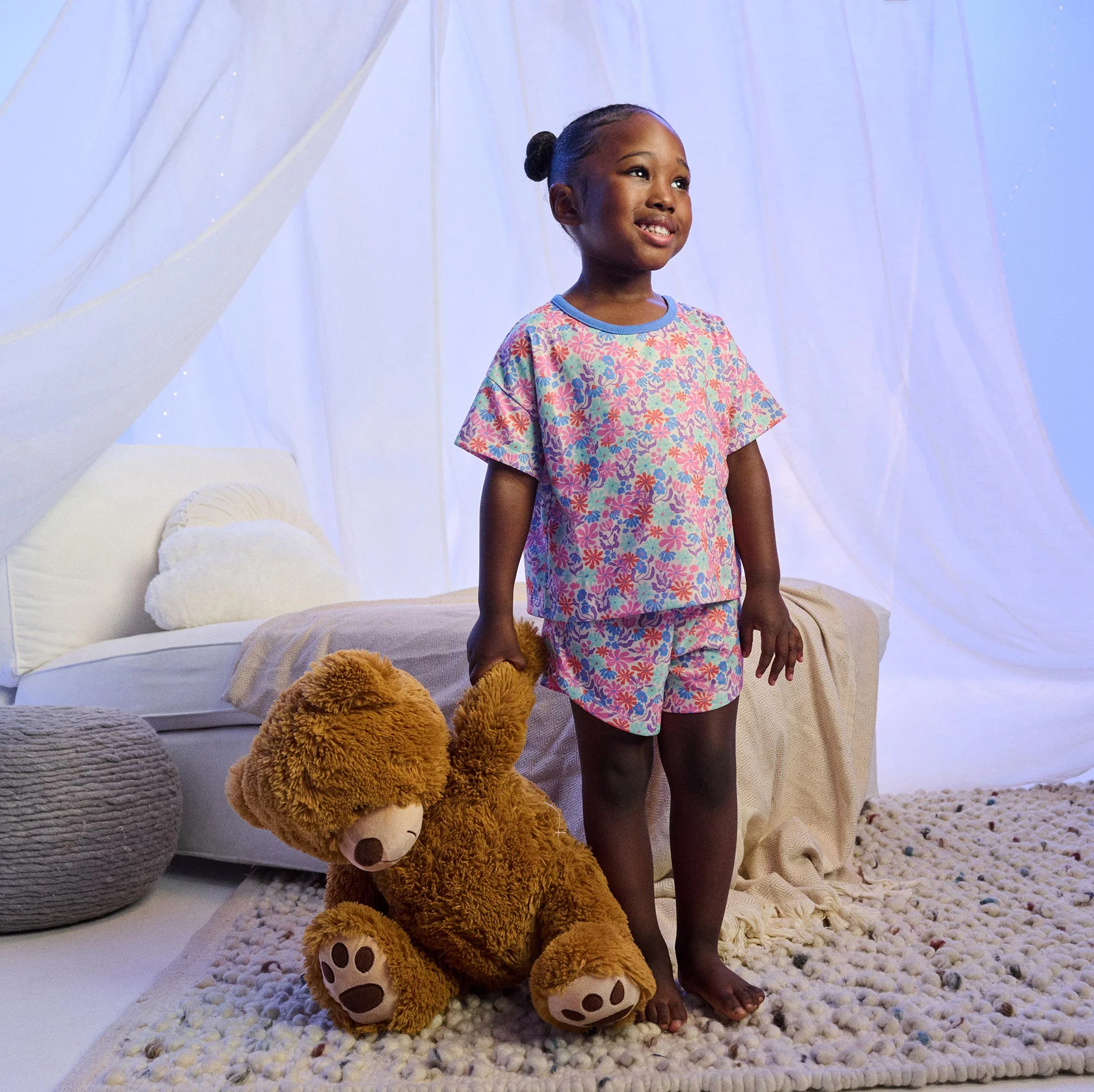 Girls Whimsical Flowers Short Sleep Set