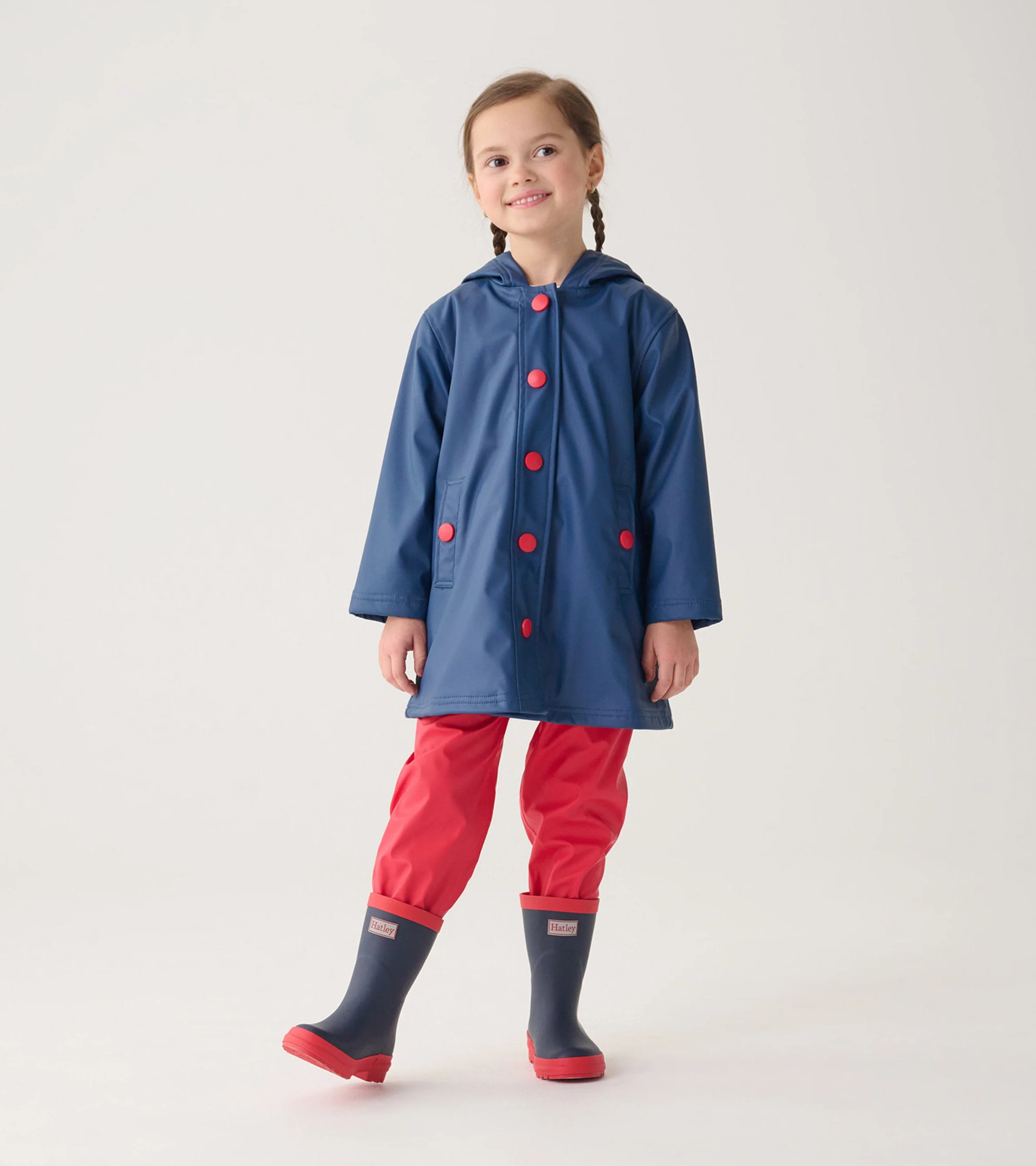 Kids Navy & Red Matte Wellies - Image 4