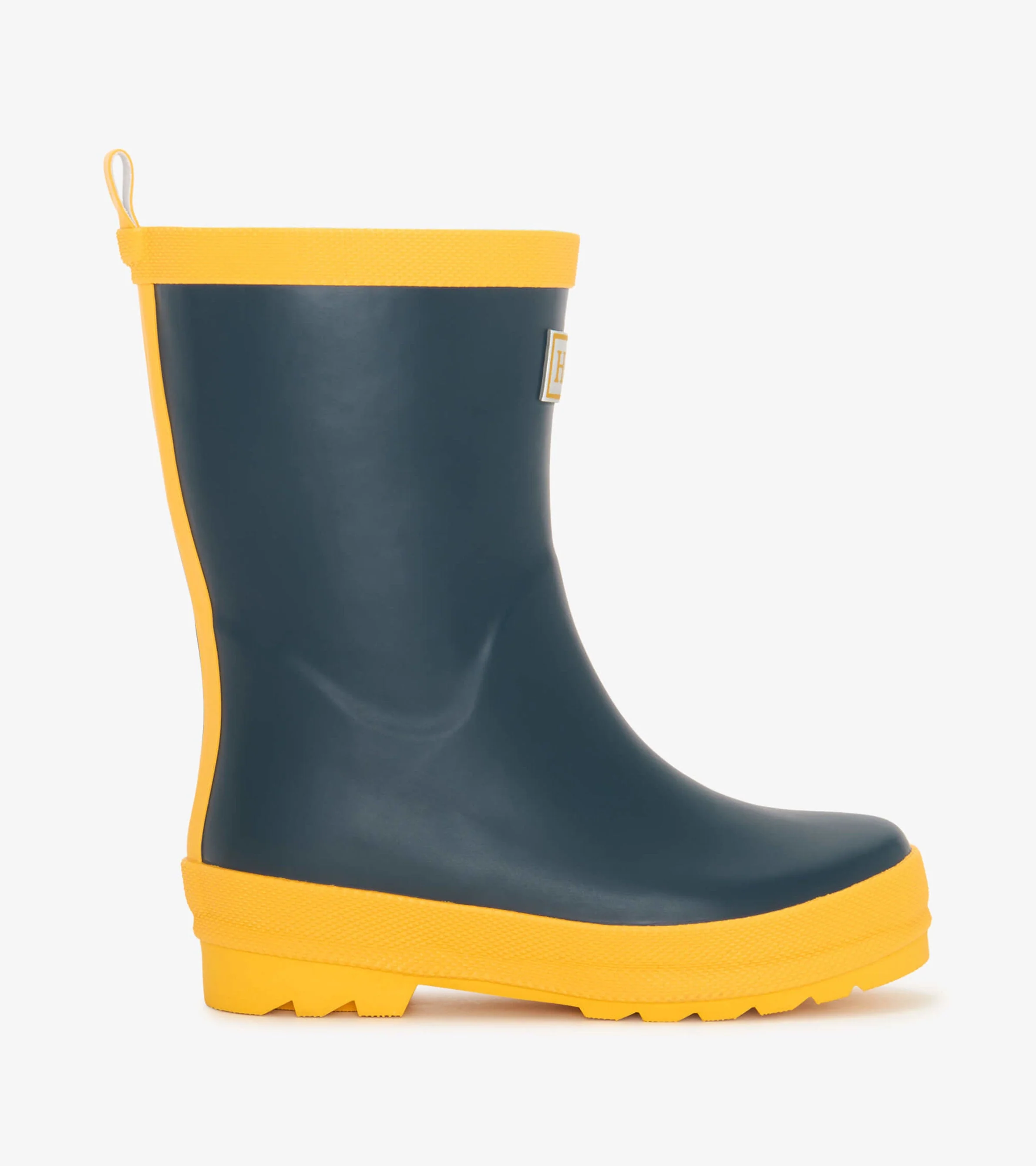 Kids Navy & Yellow Matte Wellies - Image 3