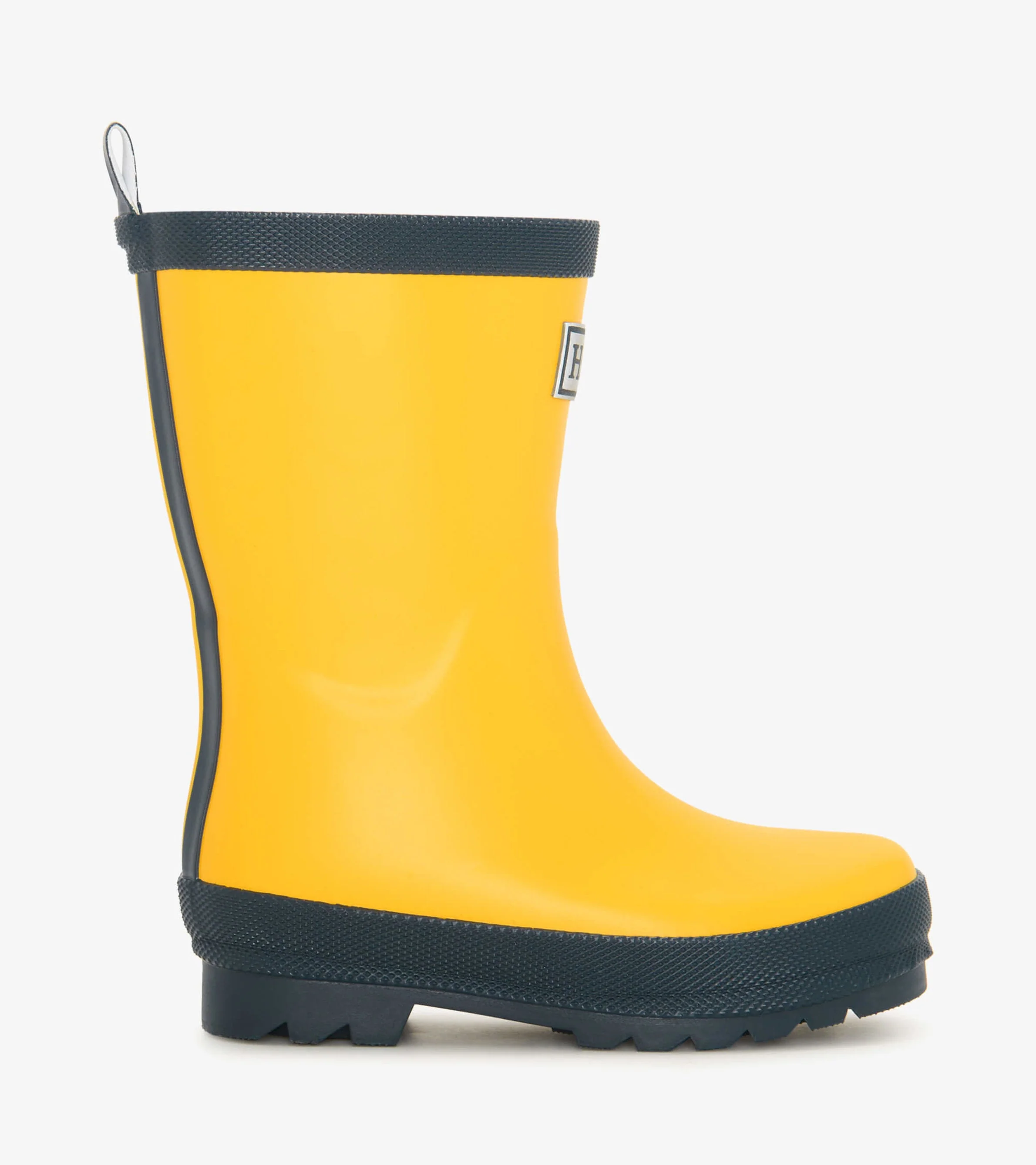 Kids Yellow & Navy Matte Wellies - Image 3