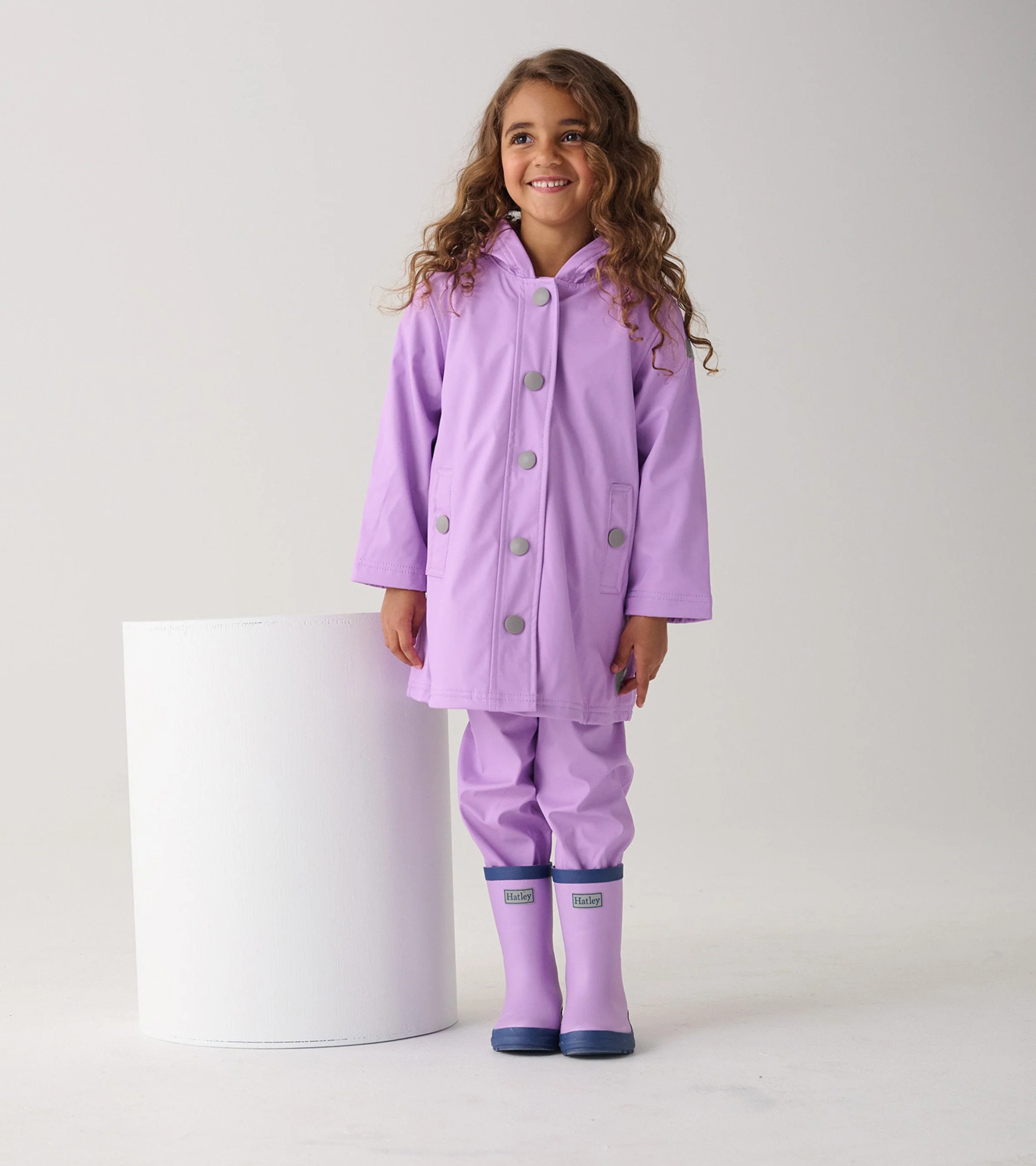 Girls Lilac Button-Up Raincoat - Image 4