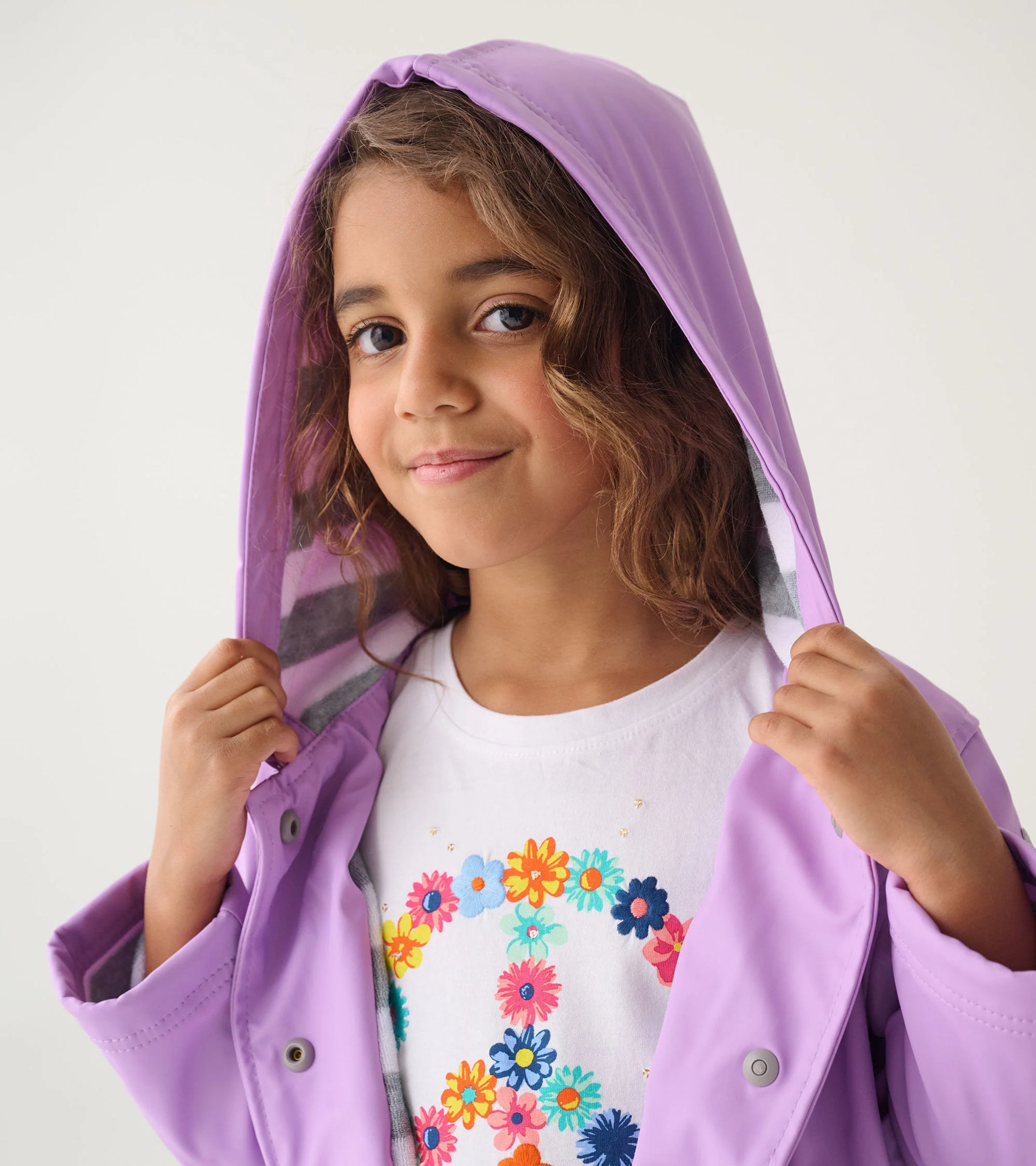 Girls Lilac Button-Up Raincoat - Image 5