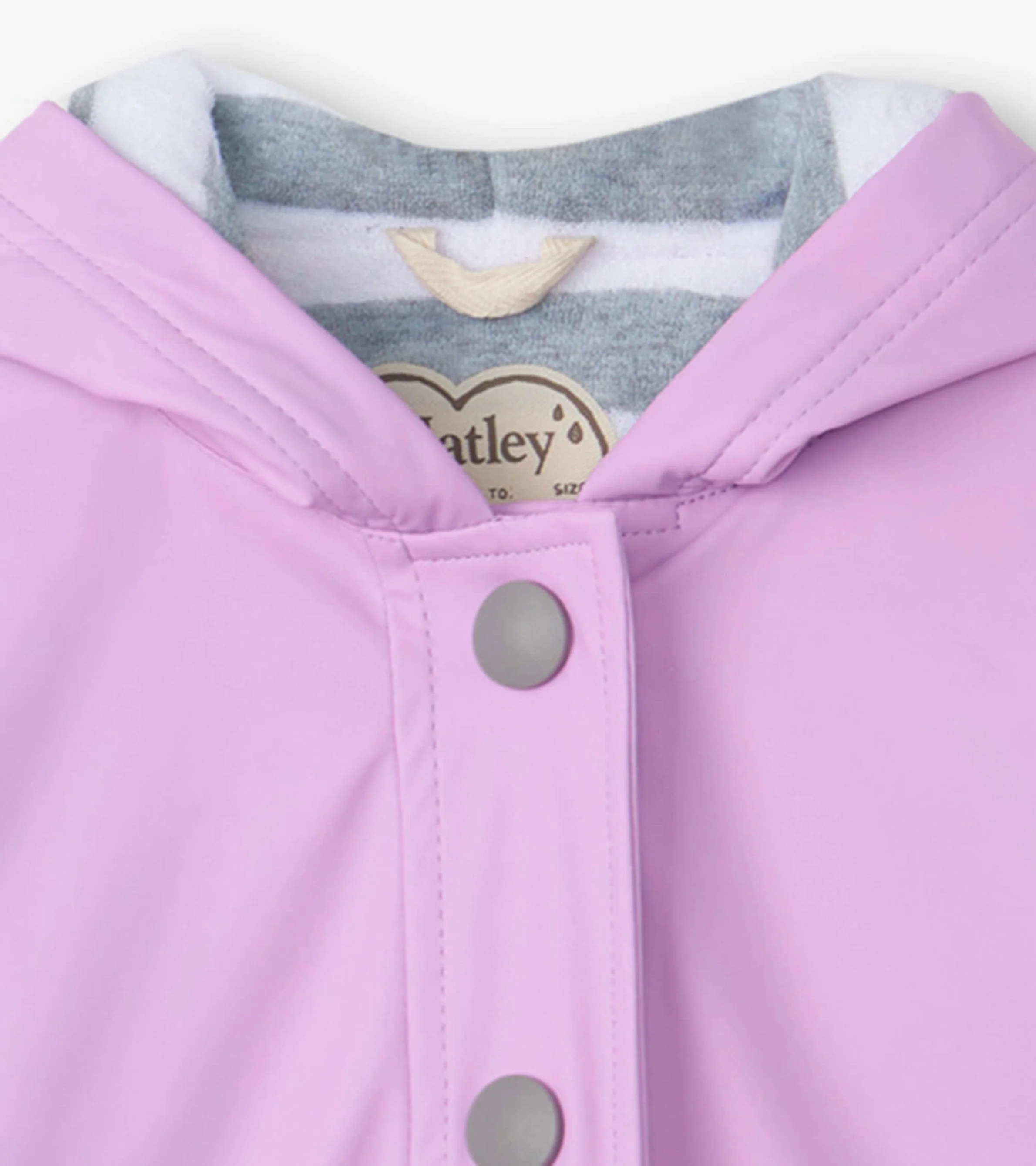 Girls Lilac Button-Up Raincoat - Image 6