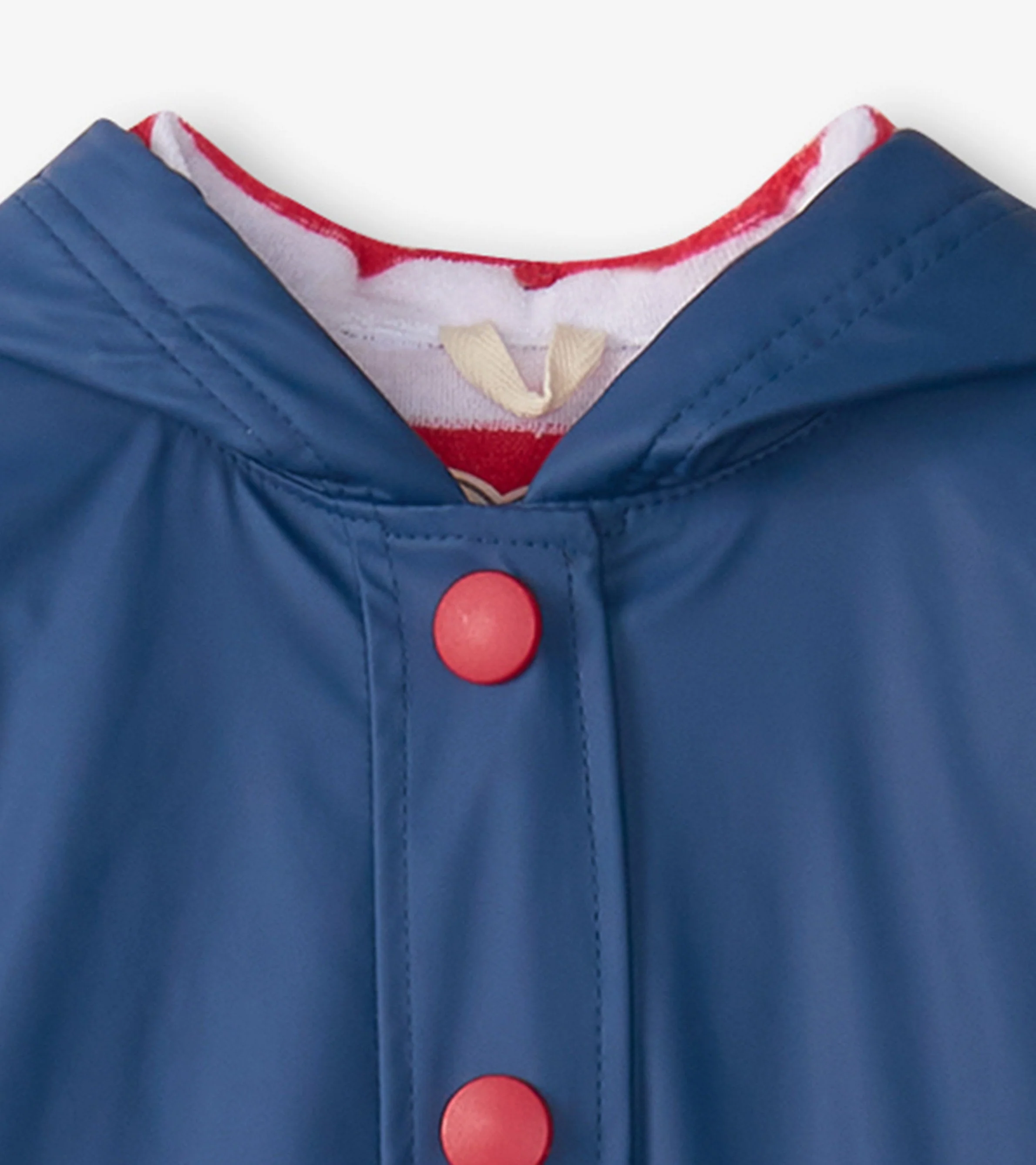Kids Navy & Red Button-Up Raincoat - Image 5