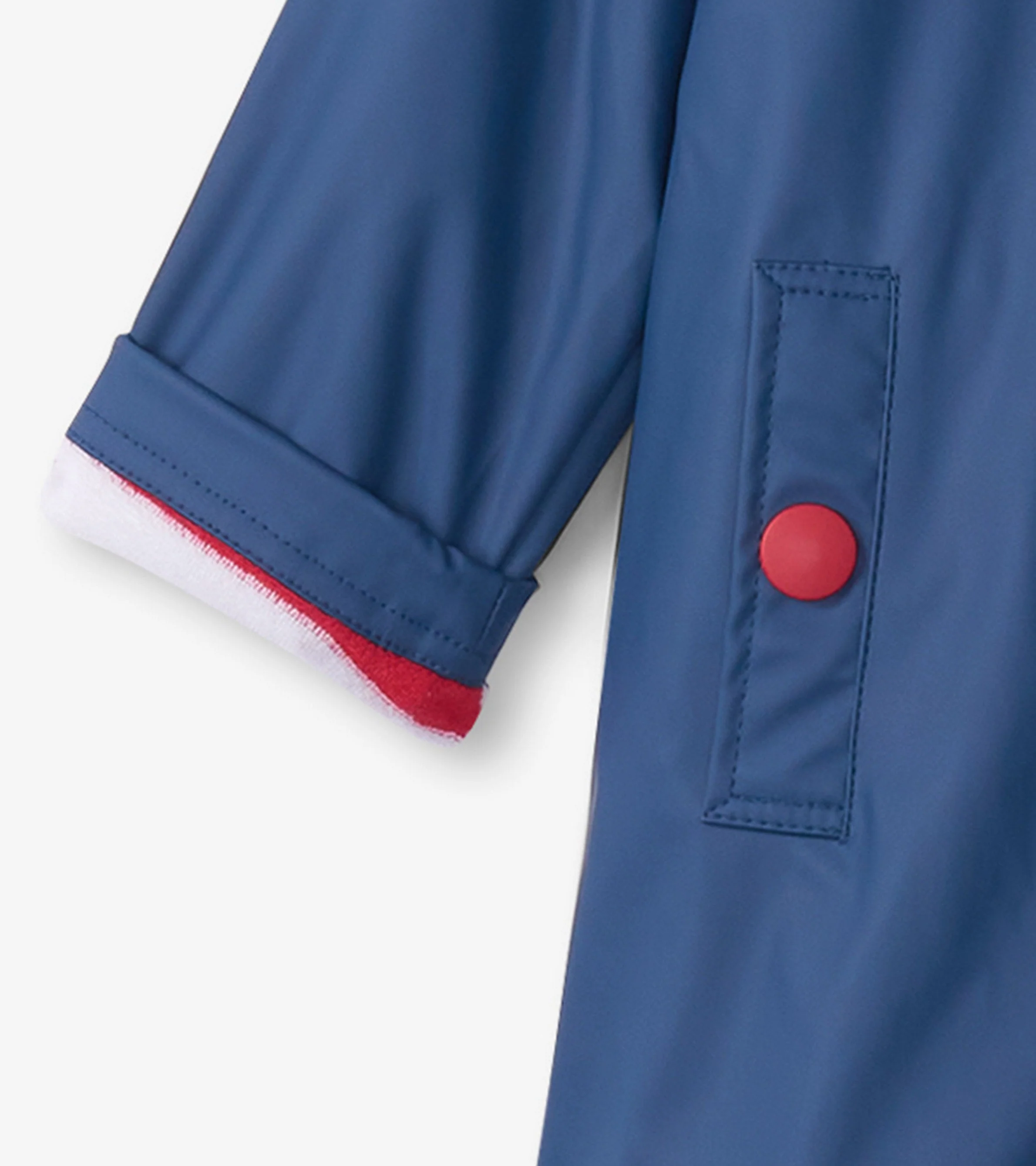 Kids Navy & Red Button-Up Raincoat - Image 6
