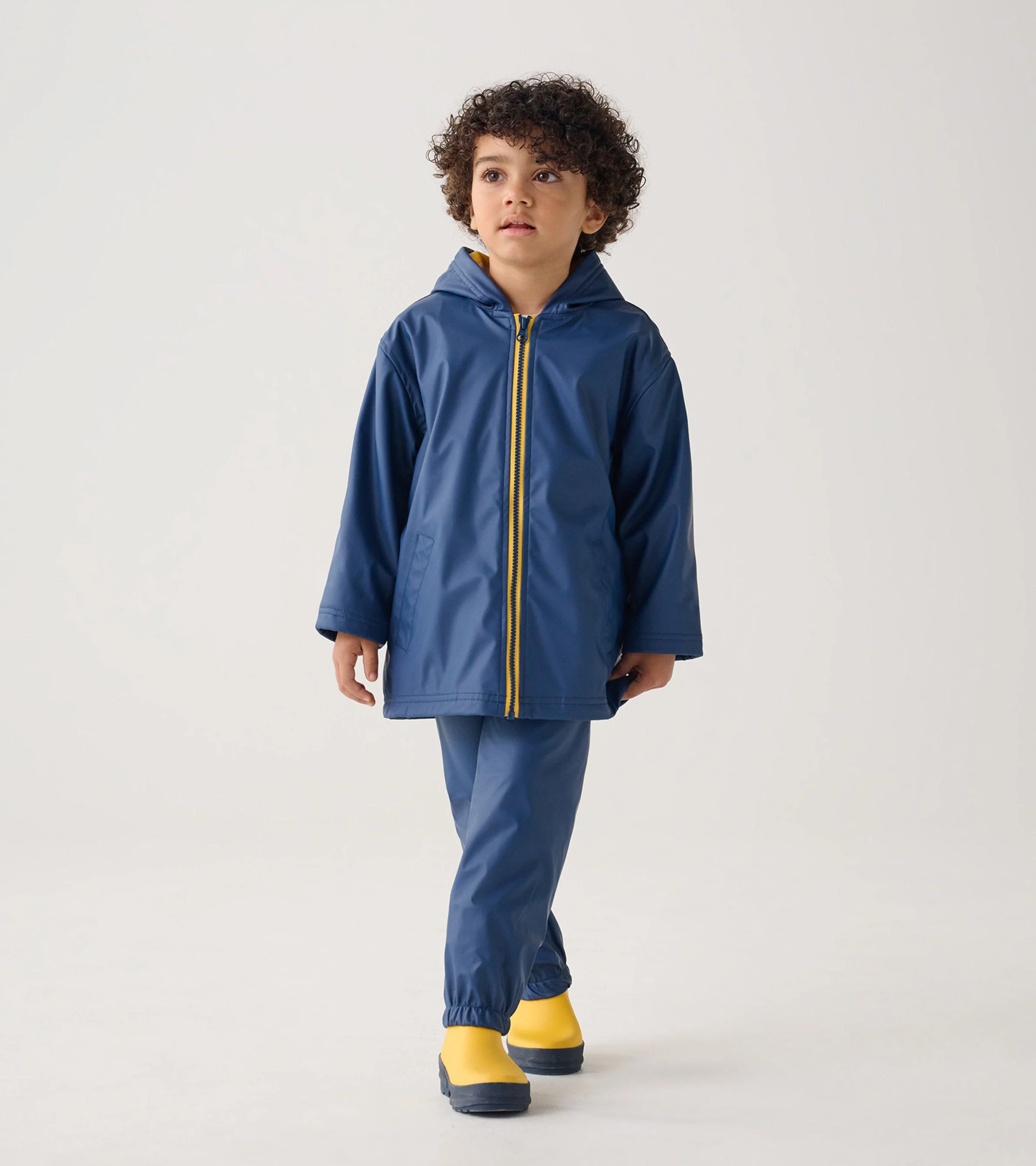 Kids Navy Zip-Up Raincoat - Image 4