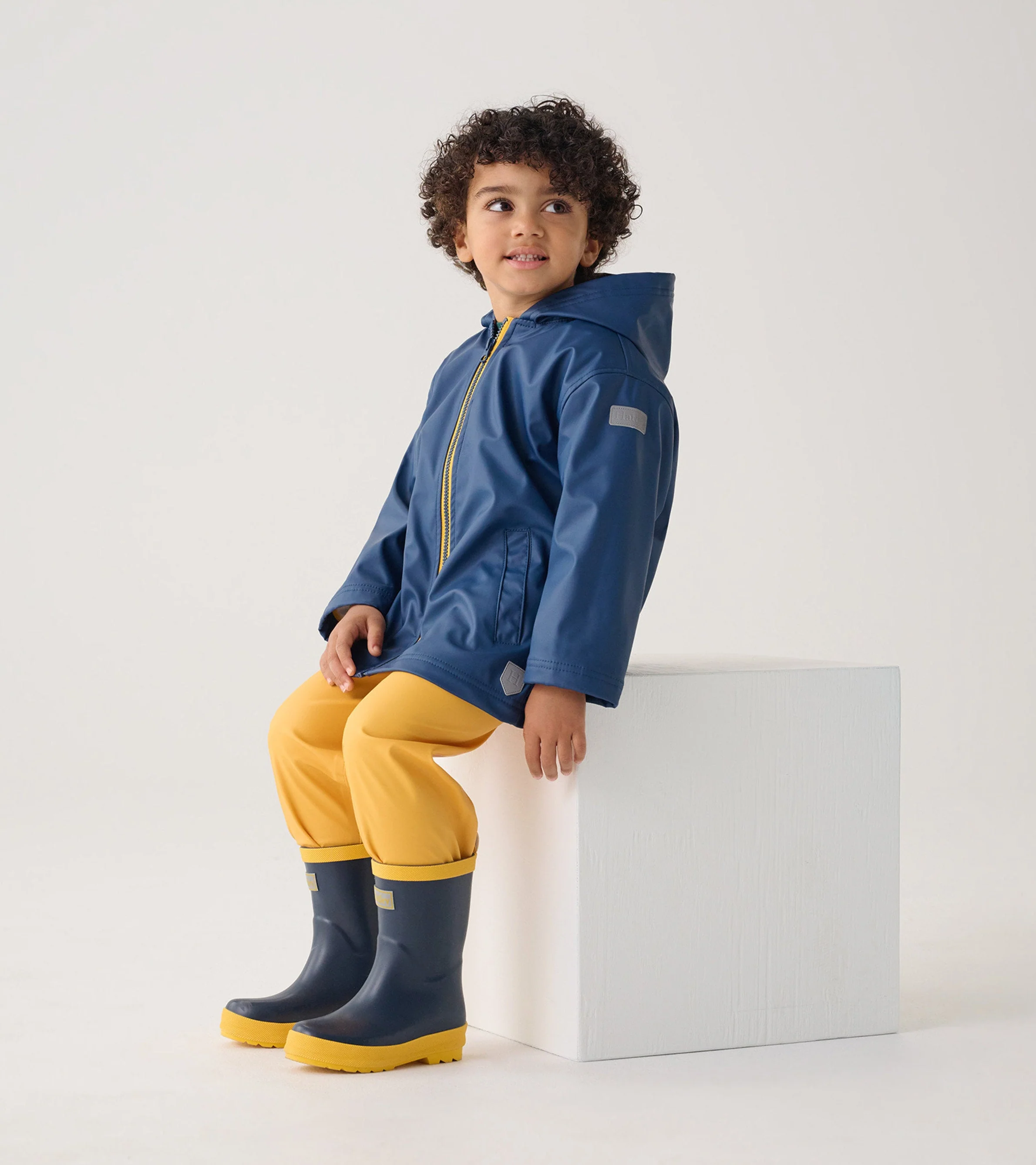 Kids Navy Zip-Up Raincoat - Image 5