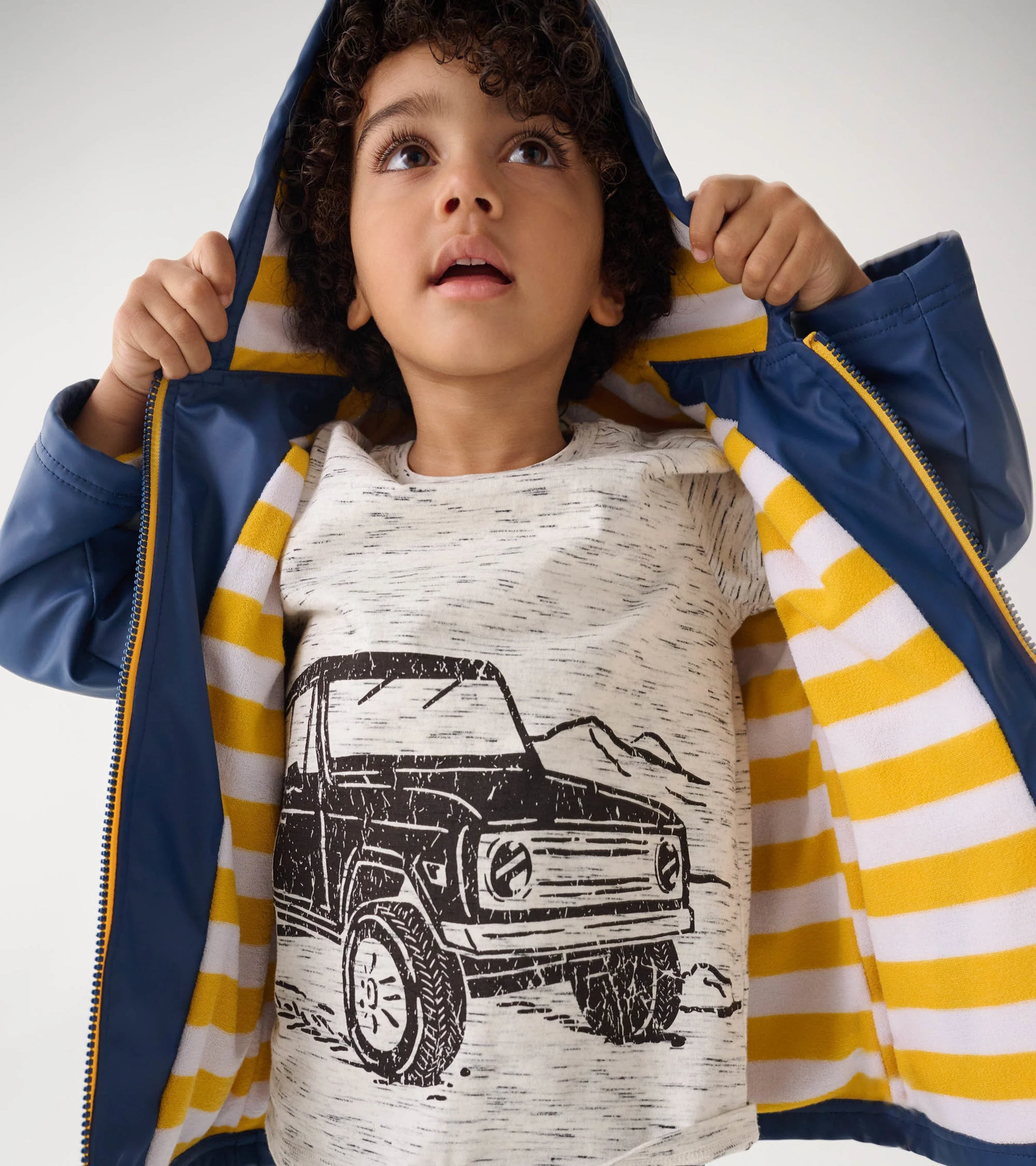 Kids Navy Zip-Up Raincoat - Image 7