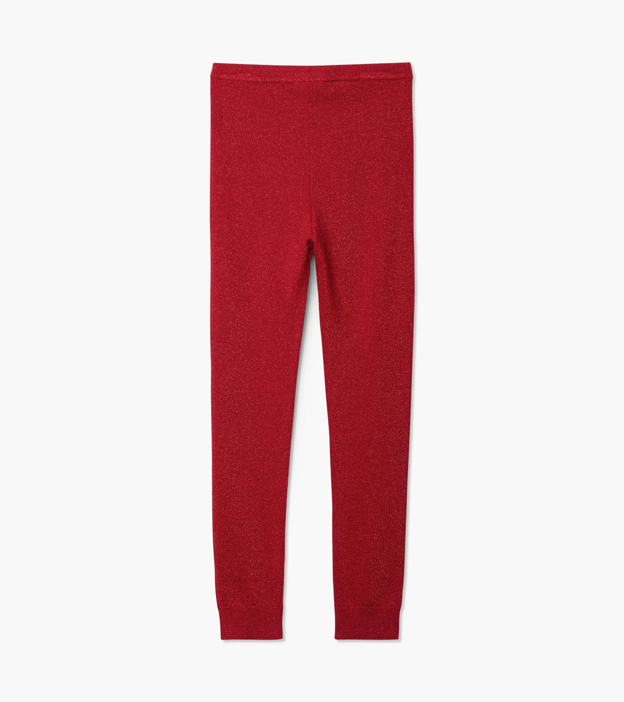 Girls Red Shimmer Knit Leggings - Image 3