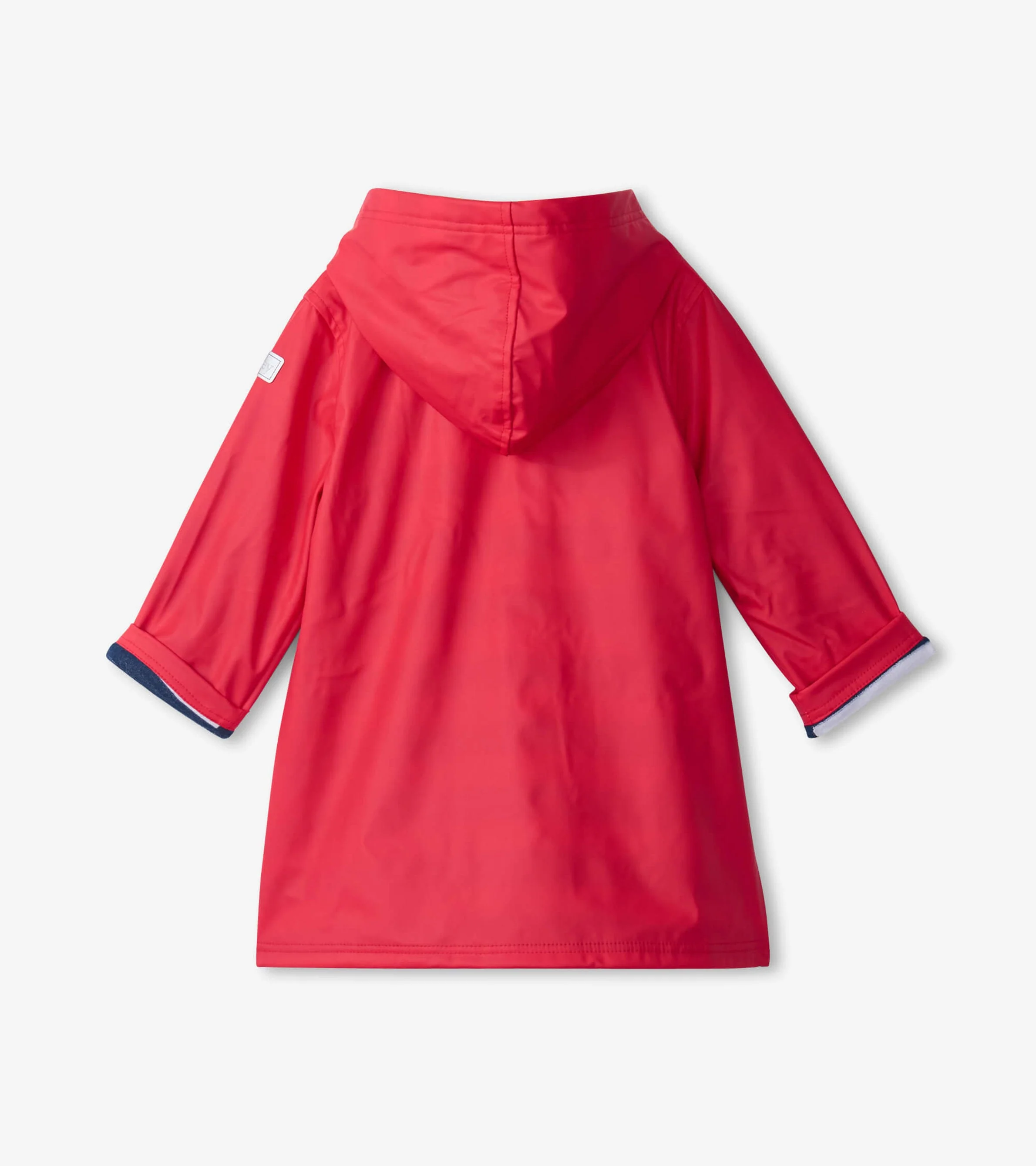 Kids Red & Navy Button-Up Raincoat - Image 3