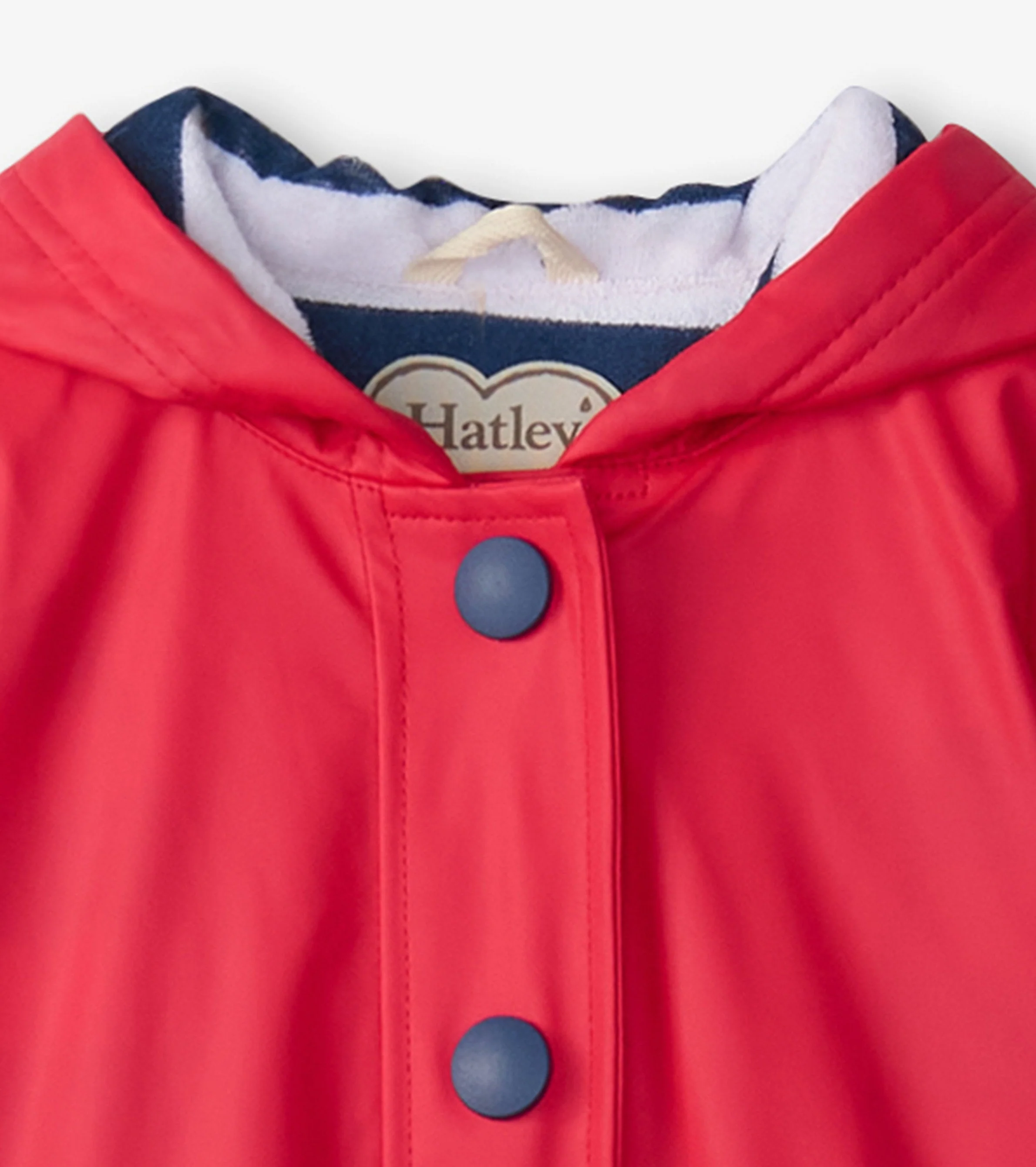 Kids Red & Navy Button-Up Raincoat - Image 6