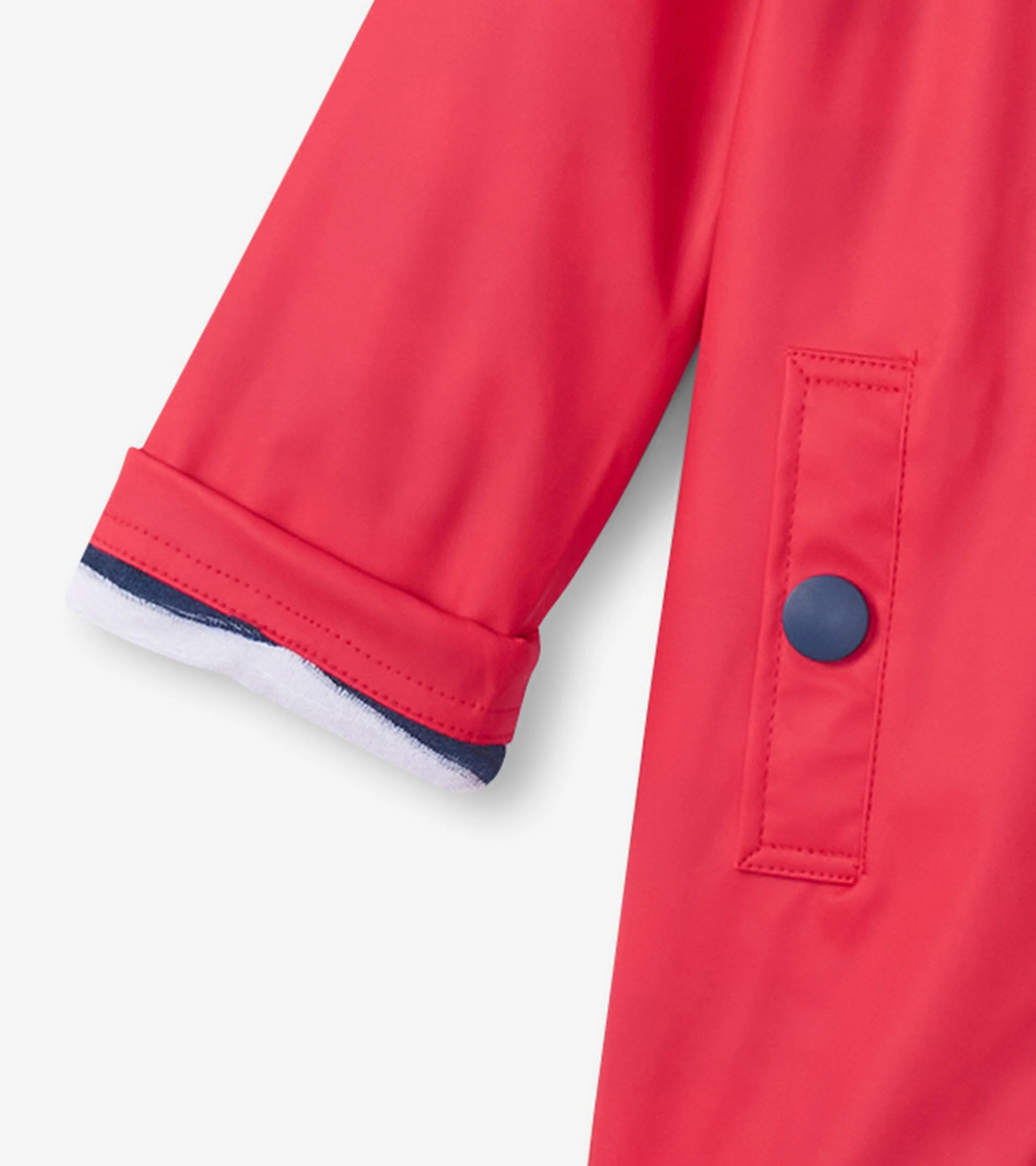 Kids Red & Navy Button-Up Raincoat - Image 7