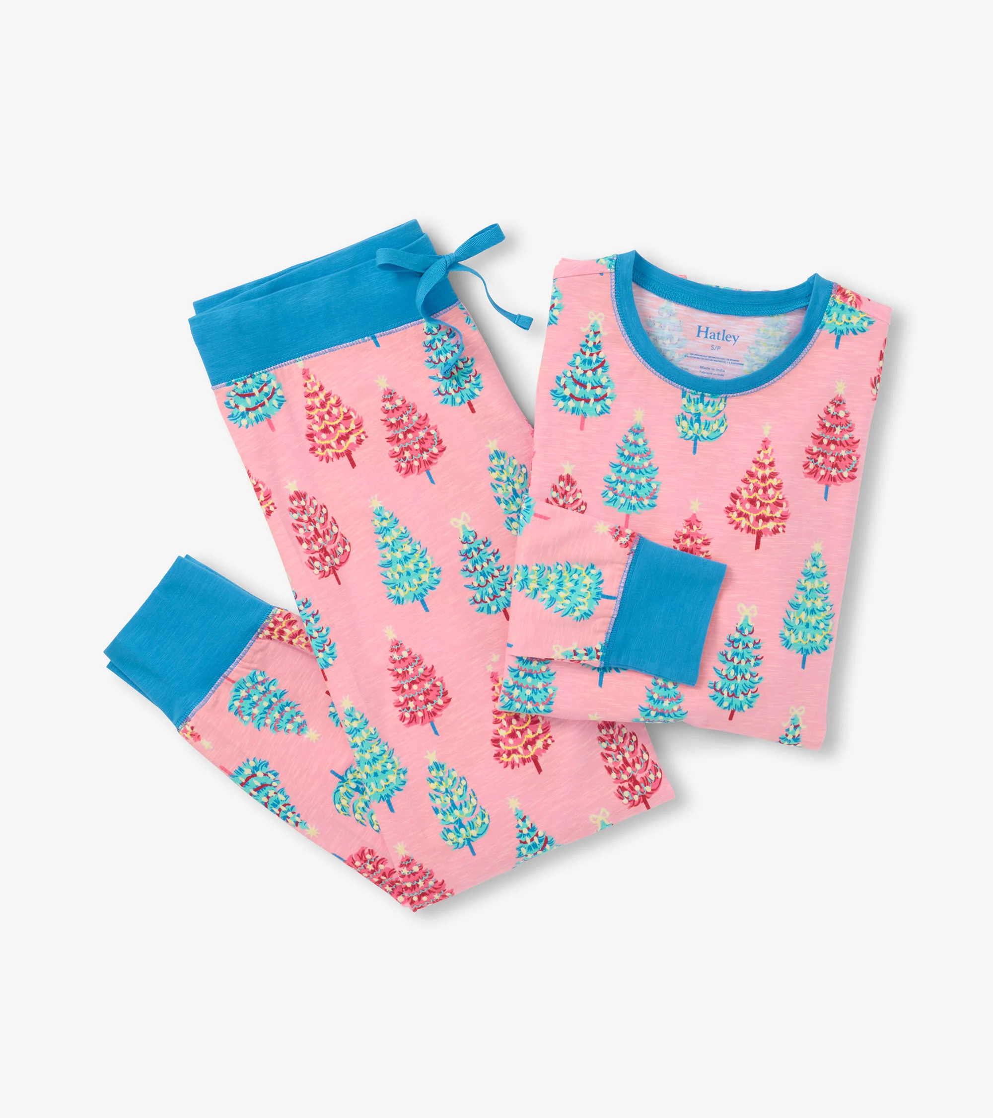Women's Pink Bottle Brush Trees Glow in the Dark Cotton Pyjama Set