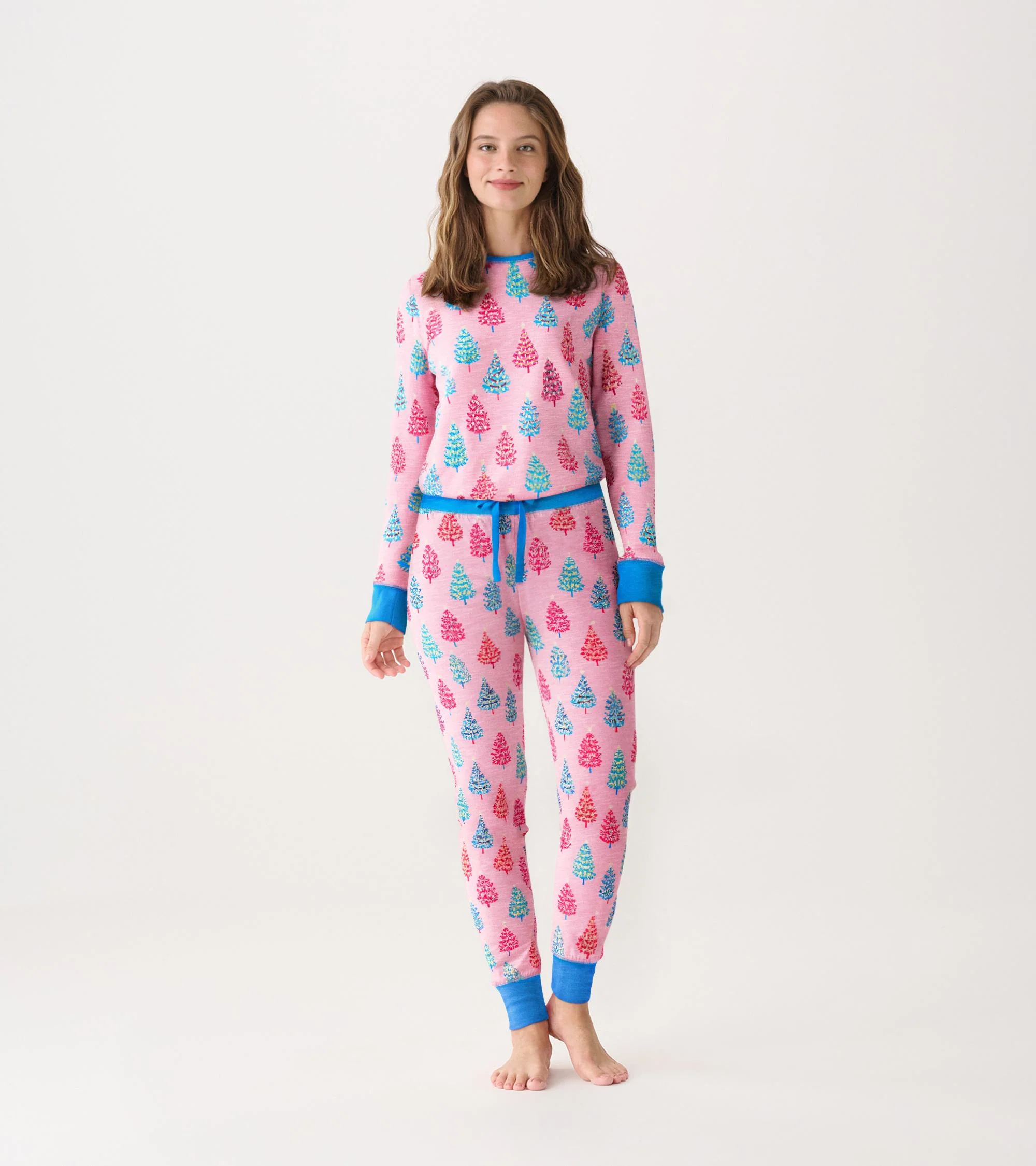 Women's Pink Bottle Brush Trees Glow in the Dark Cotton Pyjama Set - Image 3